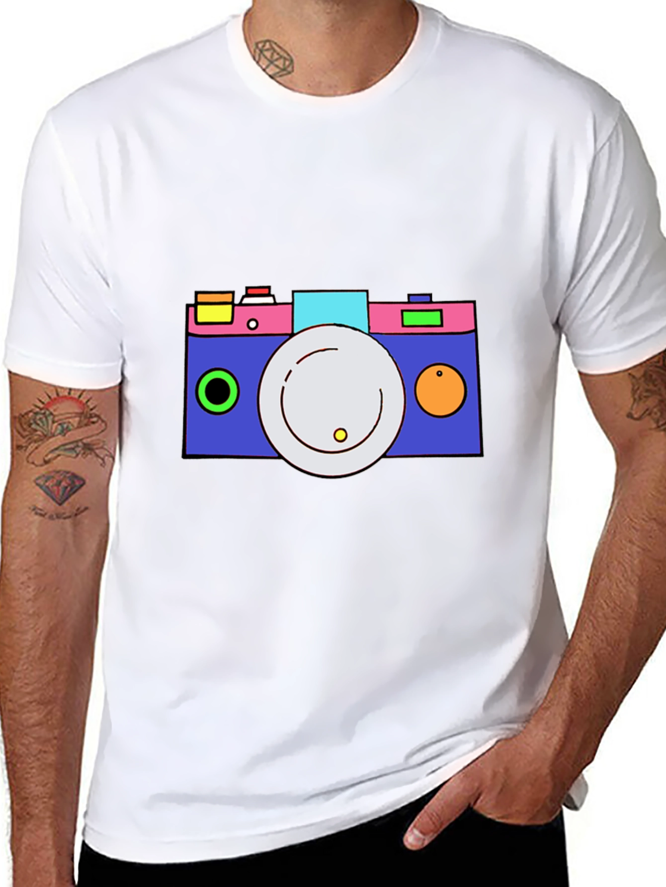 Black Funky Camera Graphic Tee - Cool and Casual view 8