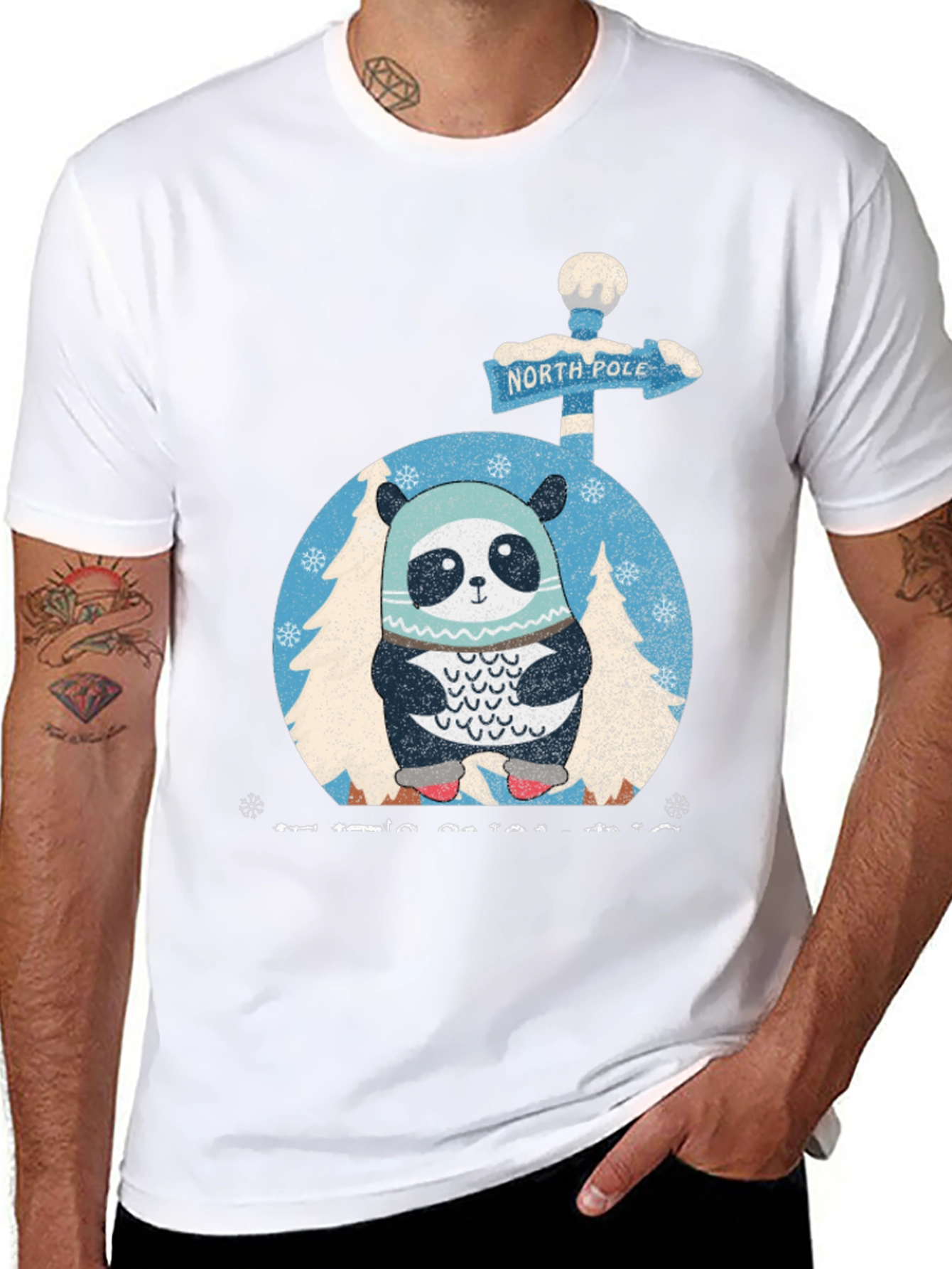 Black Winter Panda Graphic Tee view 8