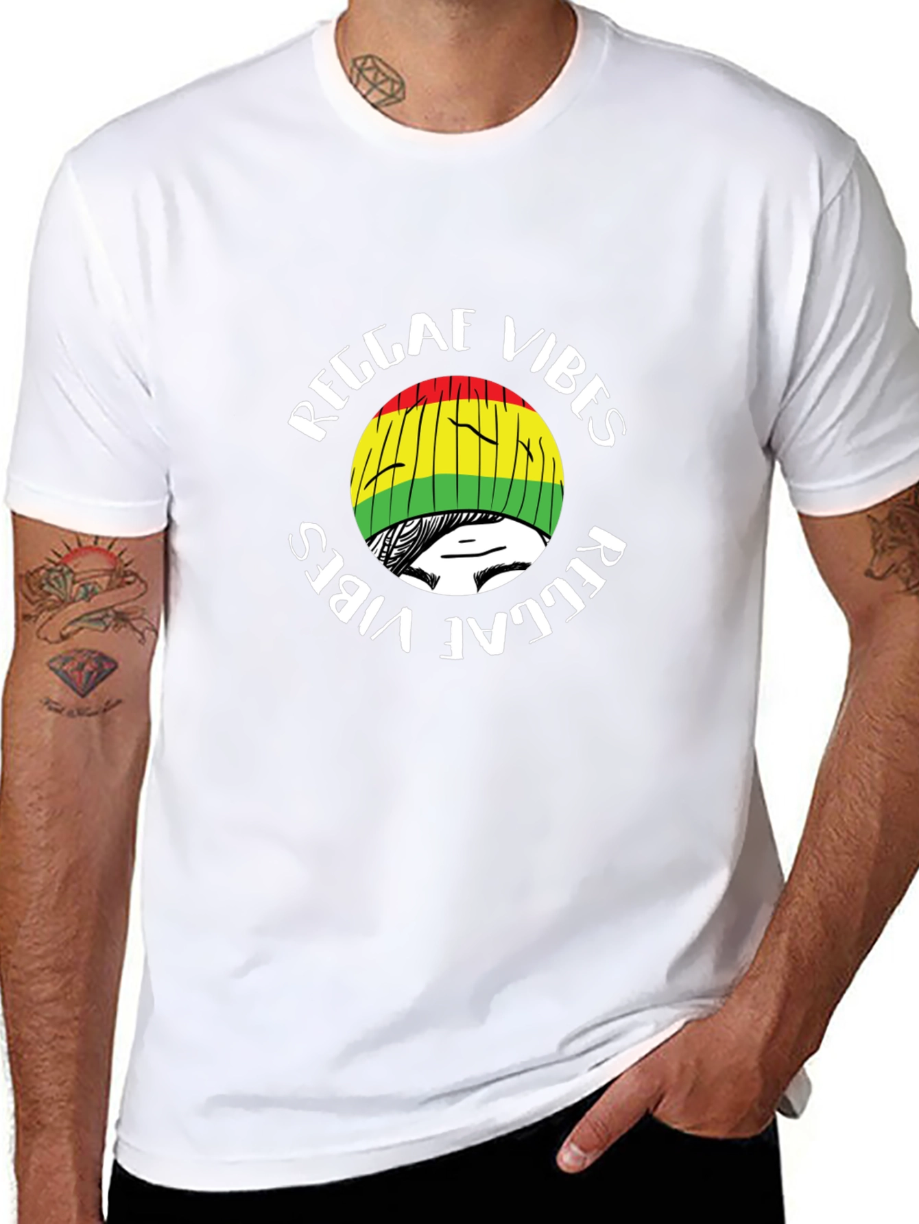 Black Reggae Vibes Graphic T-Shirt - Black view 8