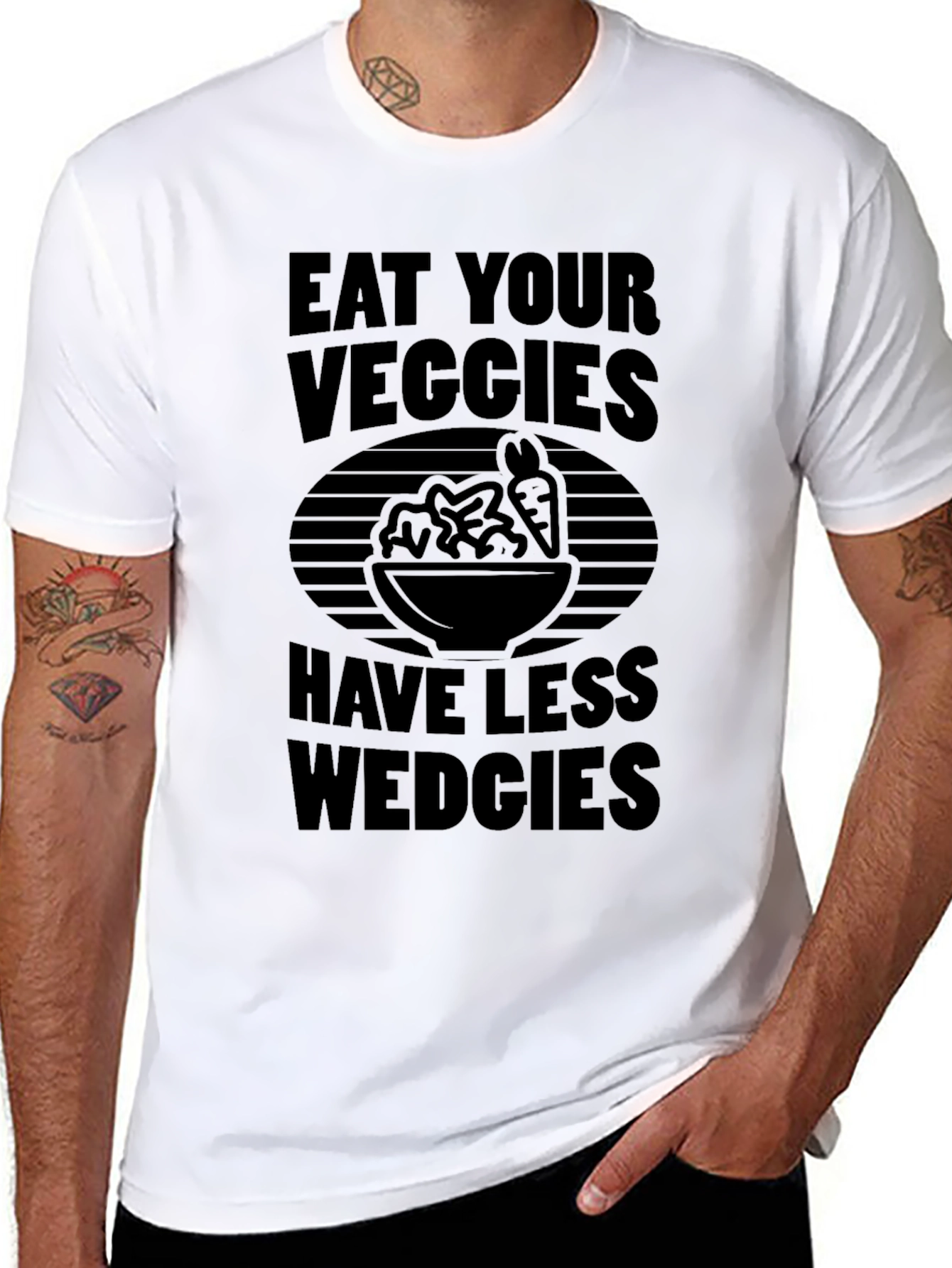 Black Eat Your Veggies Graphic Tee - Soft Cotton Blend view 8