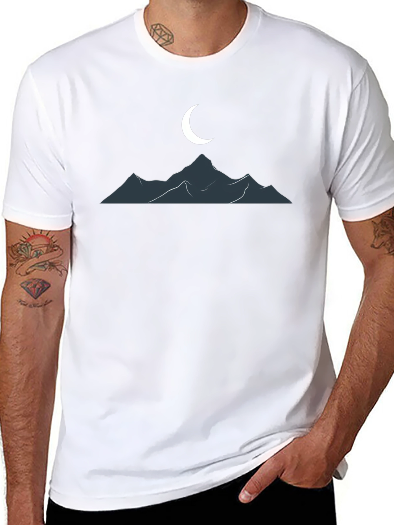 Black Mountain Moon Graphic T-Shirt - Classic Black Tee view 8