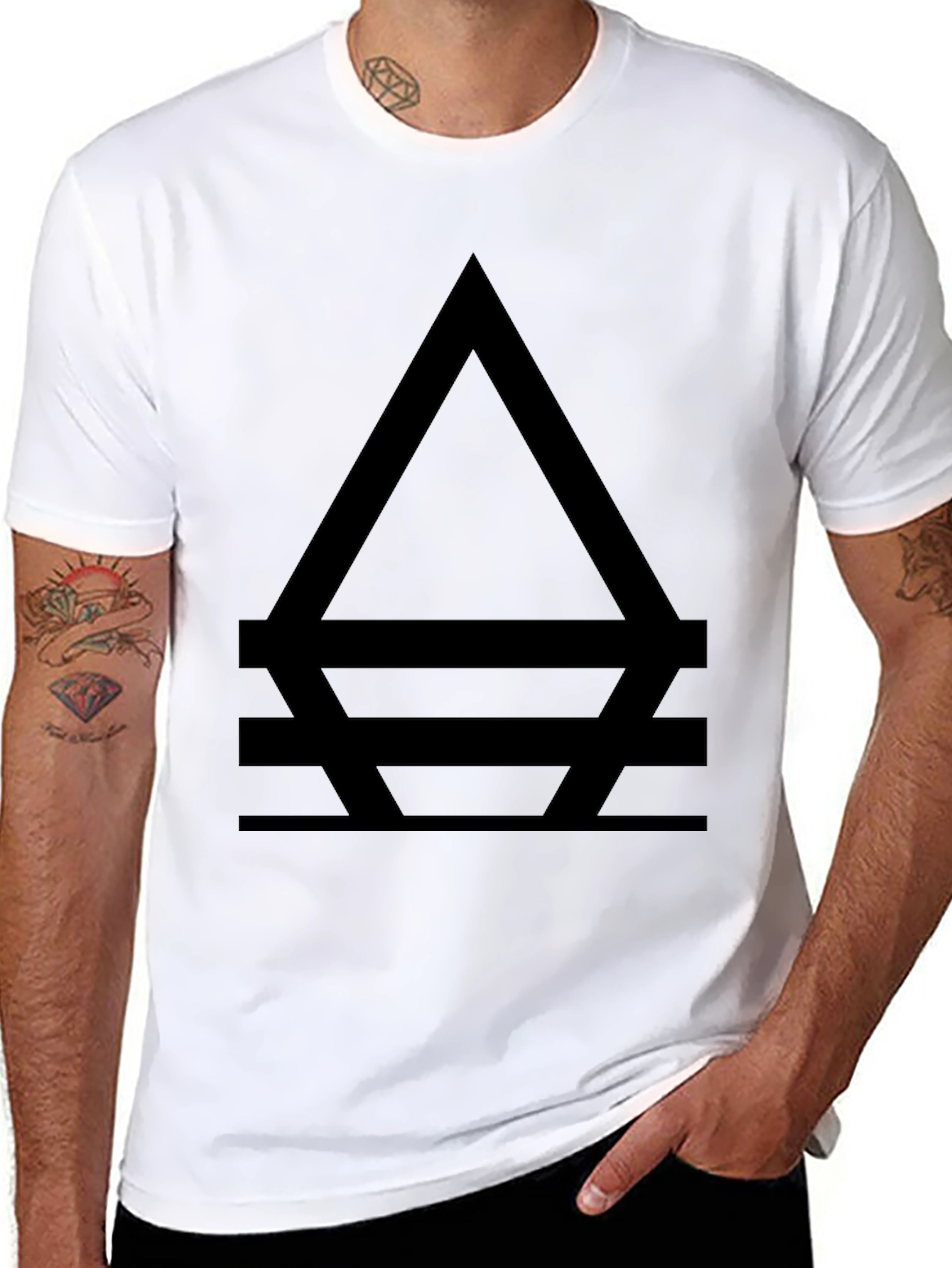 Black Geometric Symbol Black T-Shirt view 8