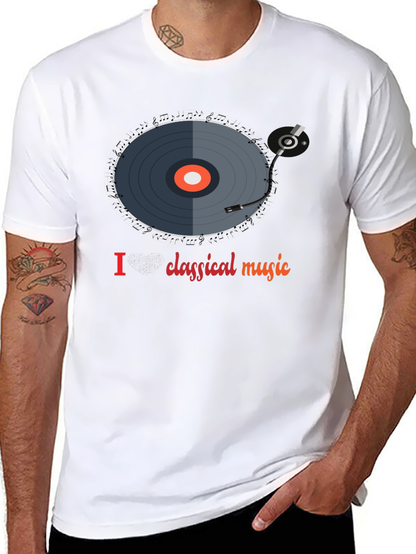 Black I Love Classical Music Vinyl Record Graphic Tee view 8