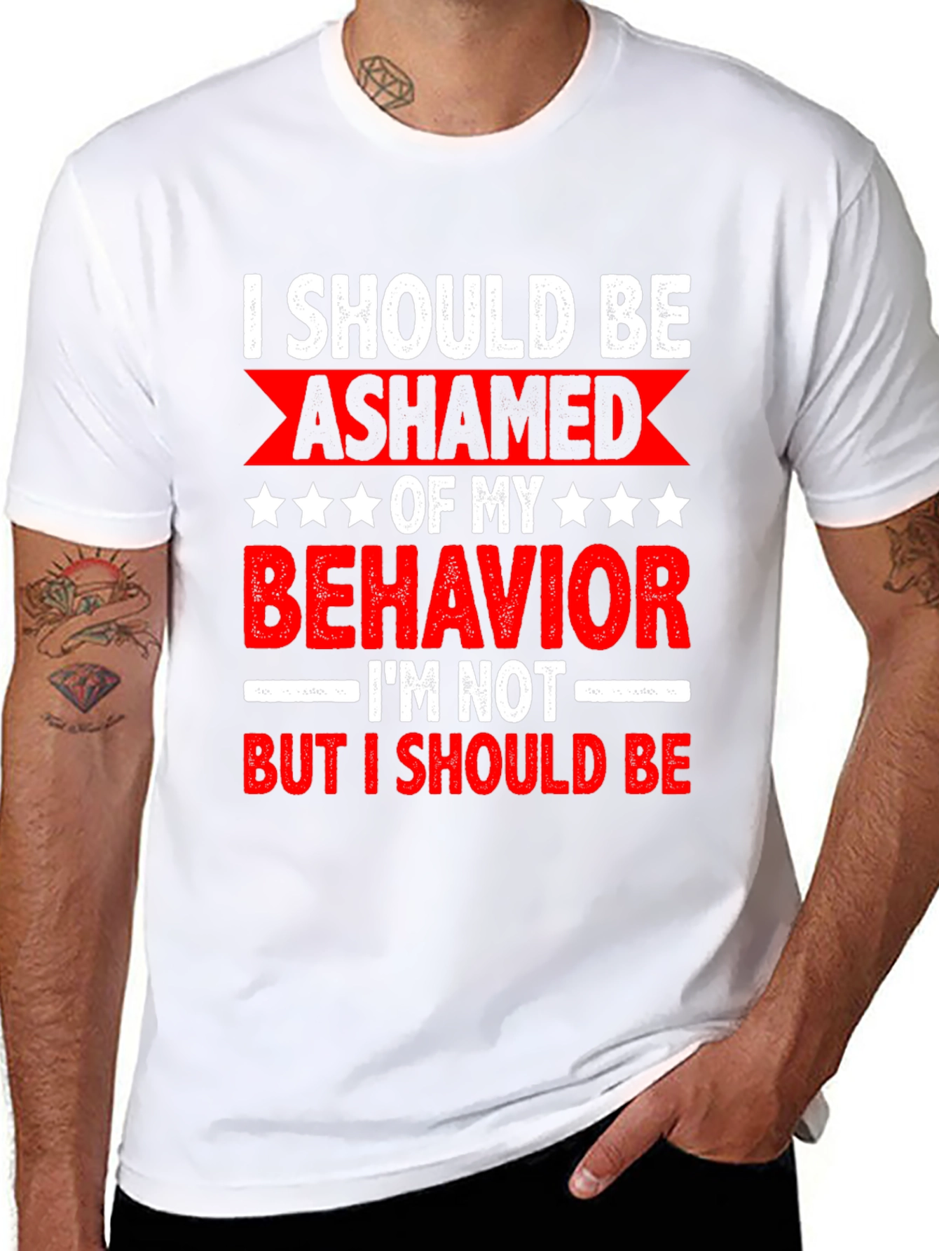 Black Funny Sarcastic Graphic Tee - I Should Be Ashamed view 8