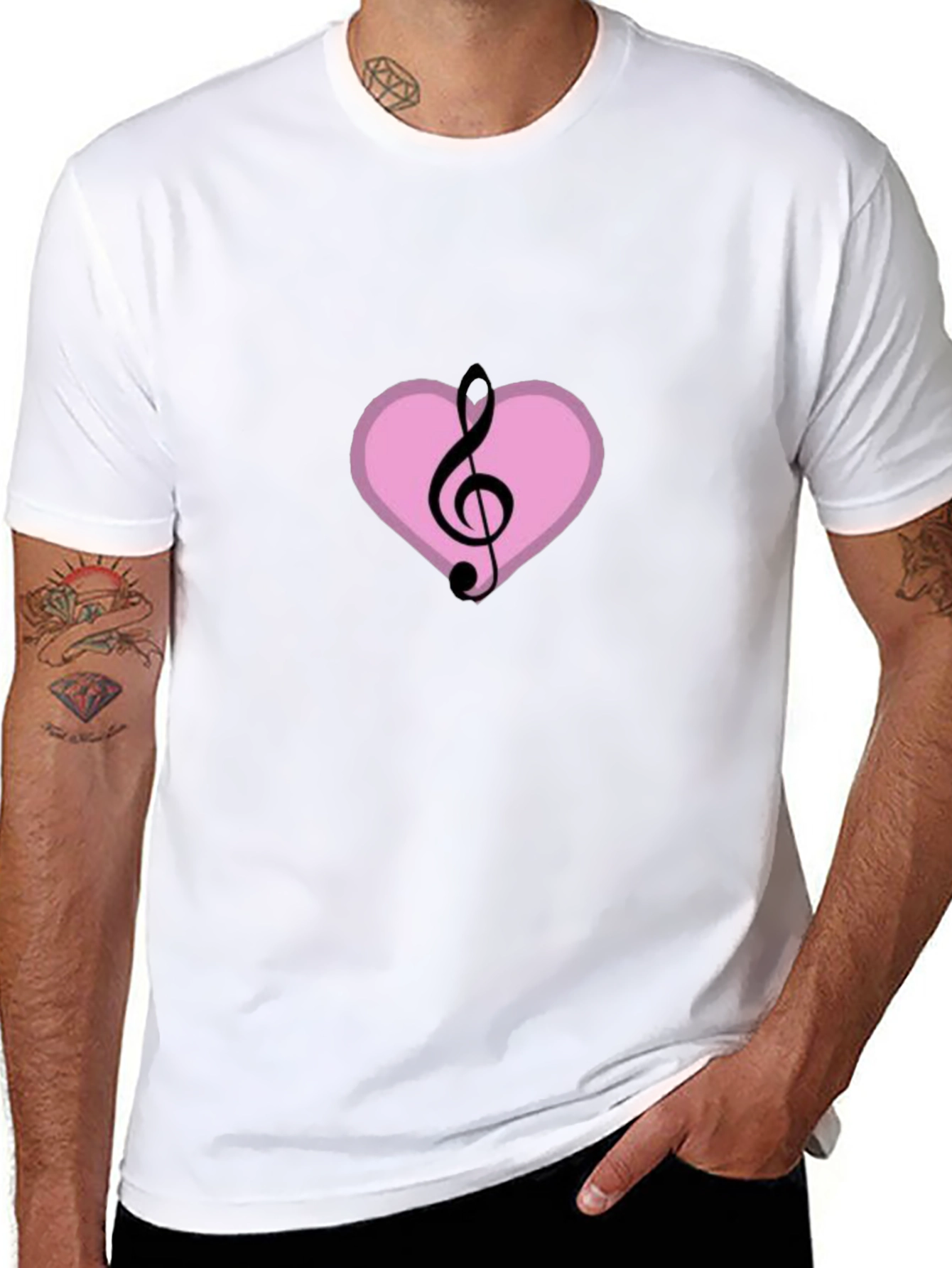 Black Musical Heart T-Shirt - Black Graphic Tee view 8