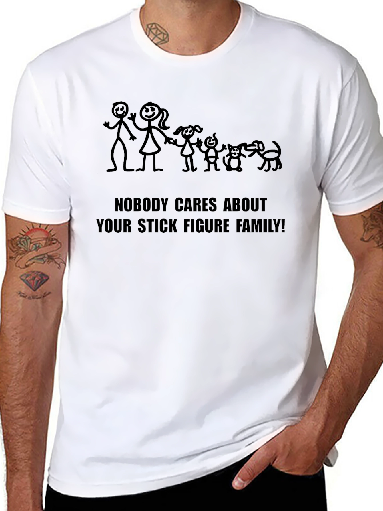 Black Funny Stick Figure Family T-Shirt view 8