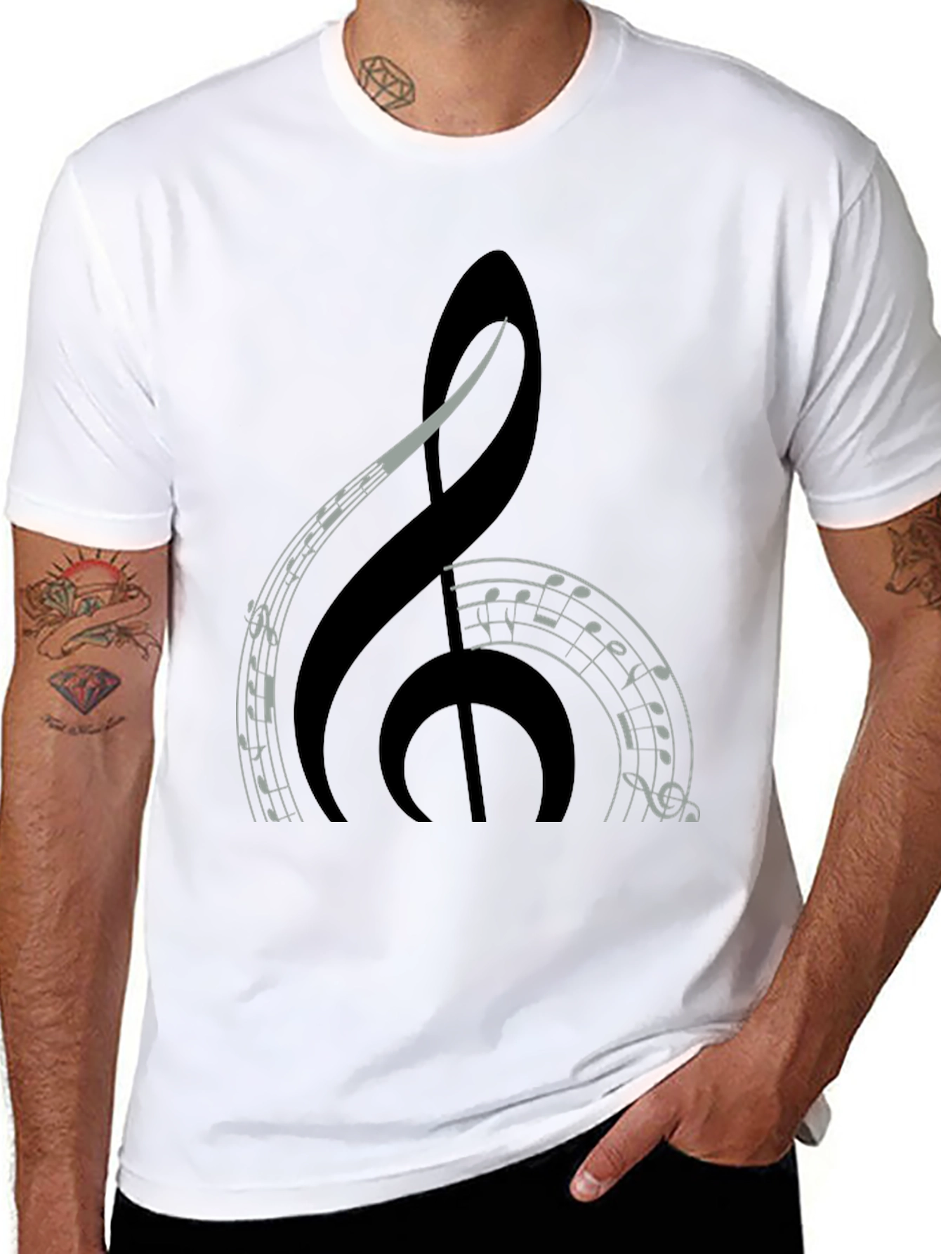 Black Music Treble Clef Graphic Tee - Black view 8