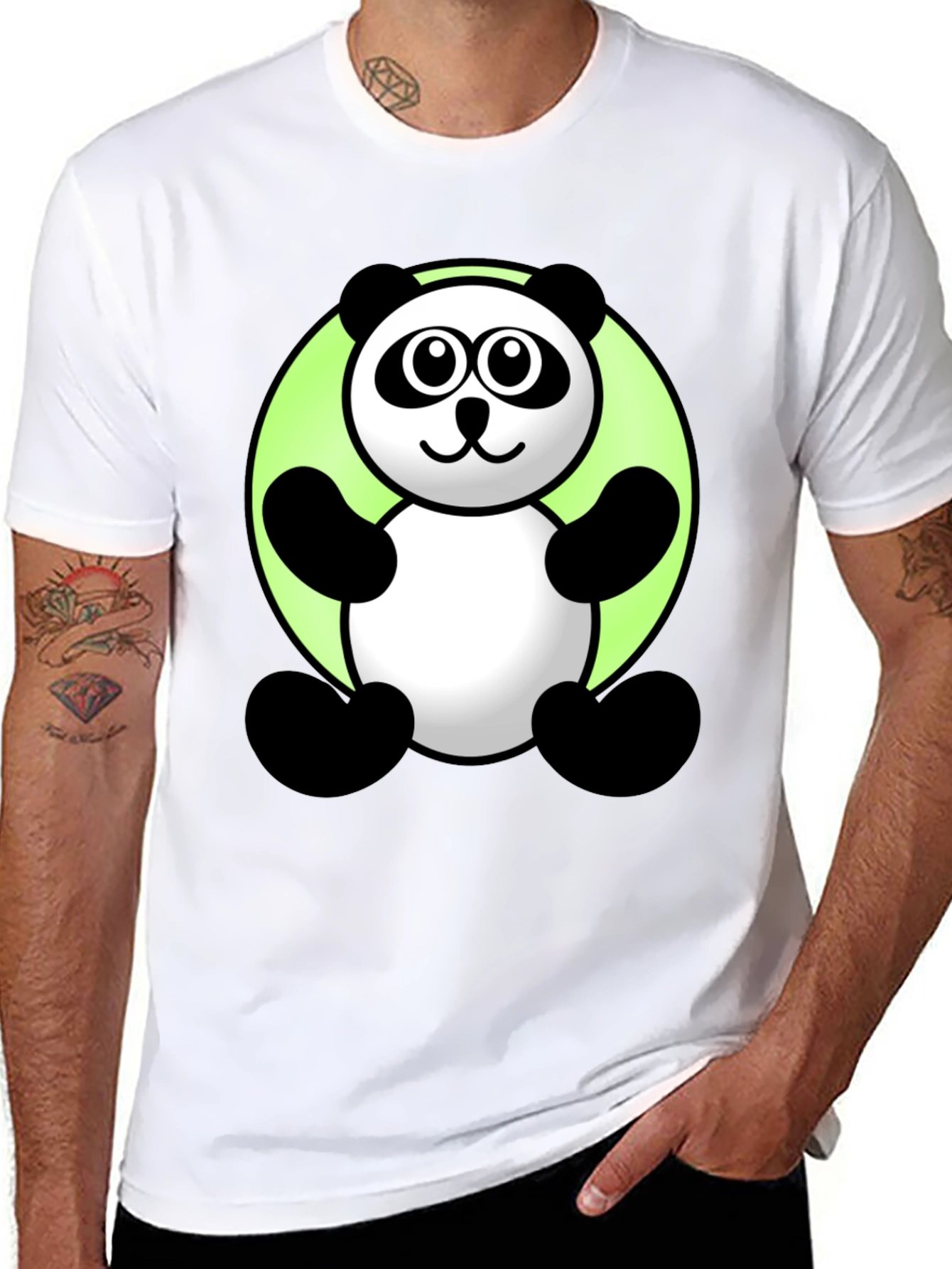 Black Cute Cartoon Panda Graphic Tee - Black T-Shirt view 8