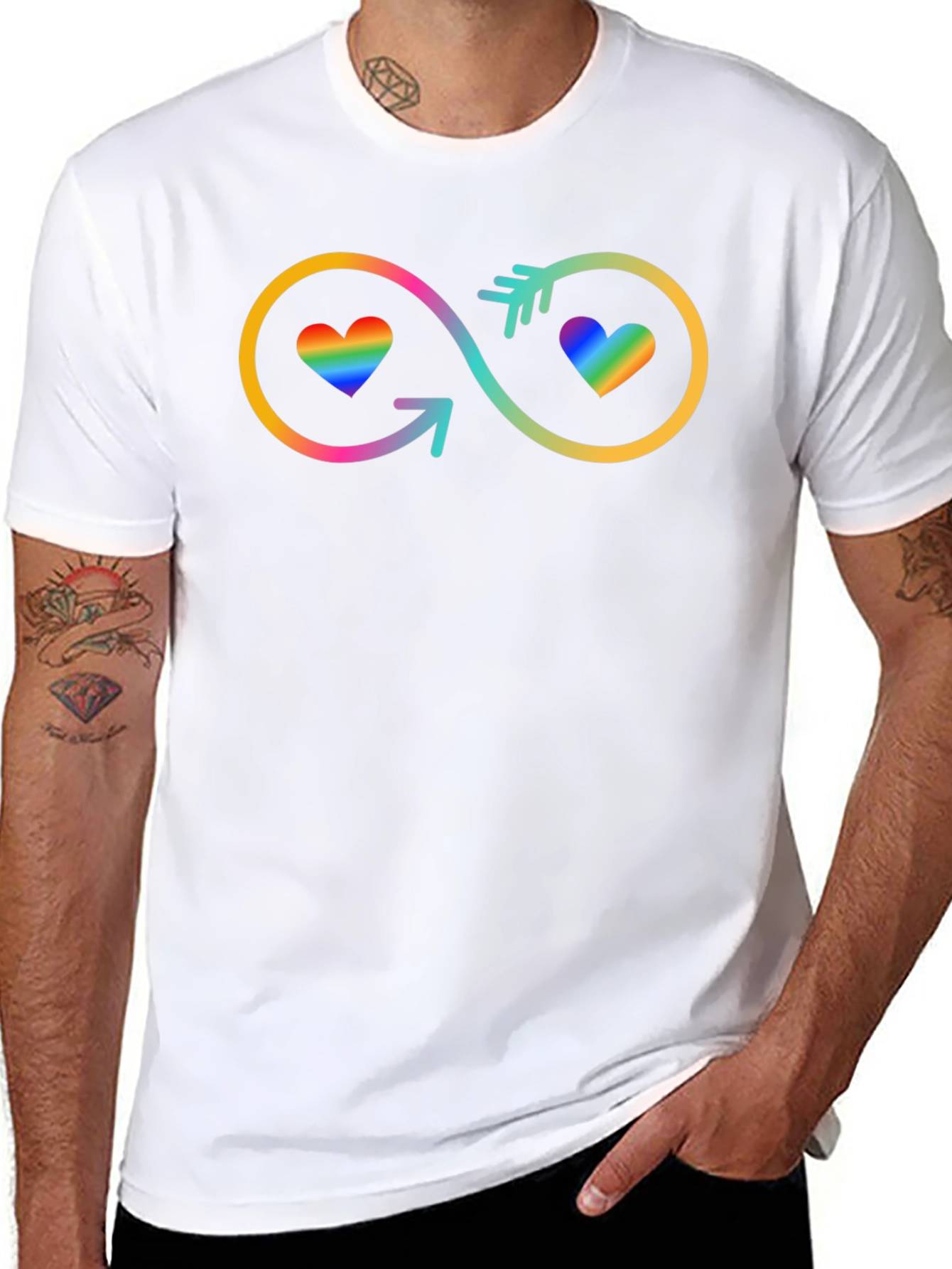 Black LGBTQ+ Rainbow Heart Infinity Symbol Tee view 8