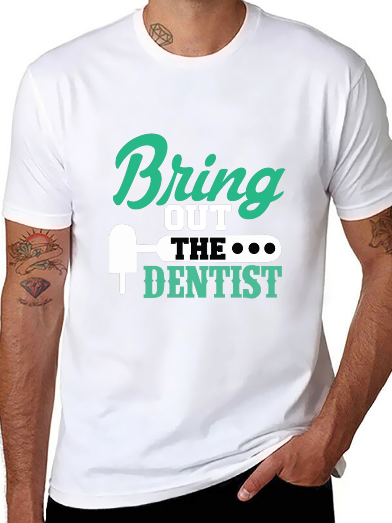 Black Bring Out the Dentist Graphic Tee - Novelty Gift Idea view 8