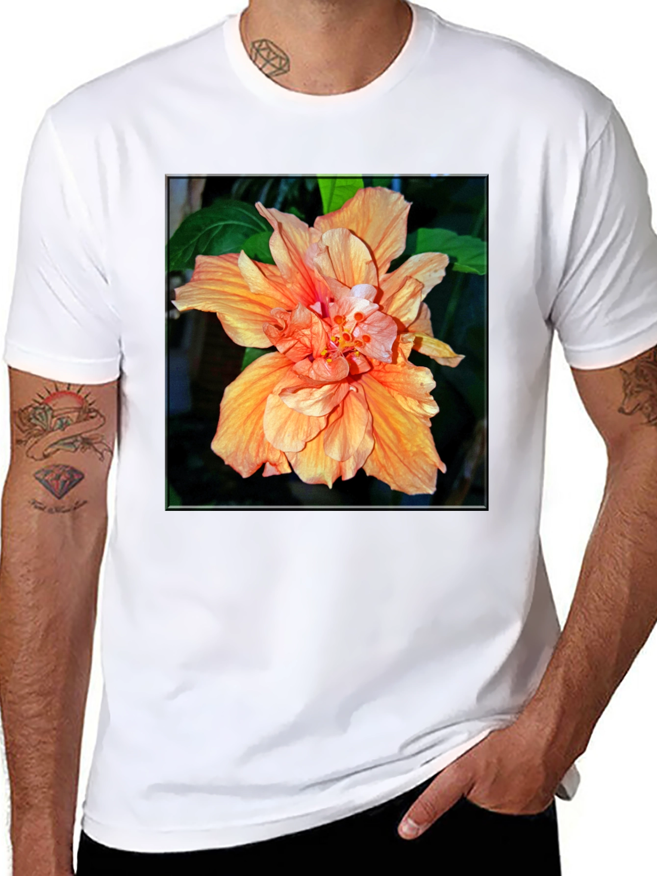 Black Floral Print Black T-Shirt view 8