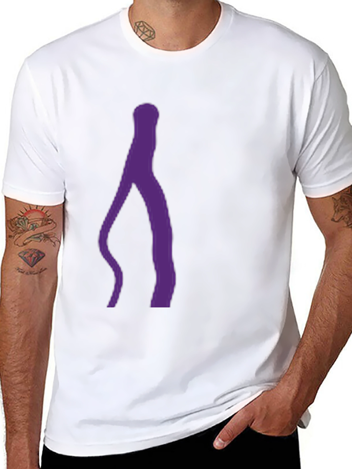 Black Abstract Purple Silhouette Black T-Shirt view 8