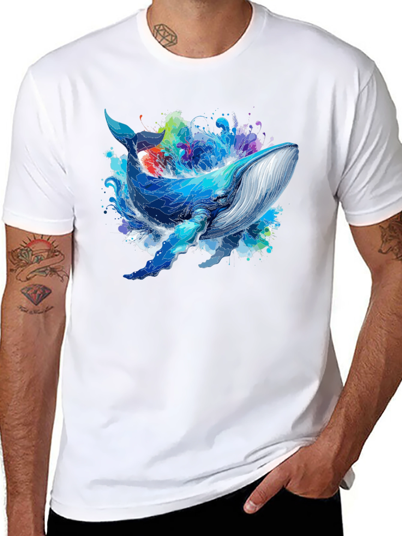 Whale Graphic Tee - Black Unisex T-Shirt - 8