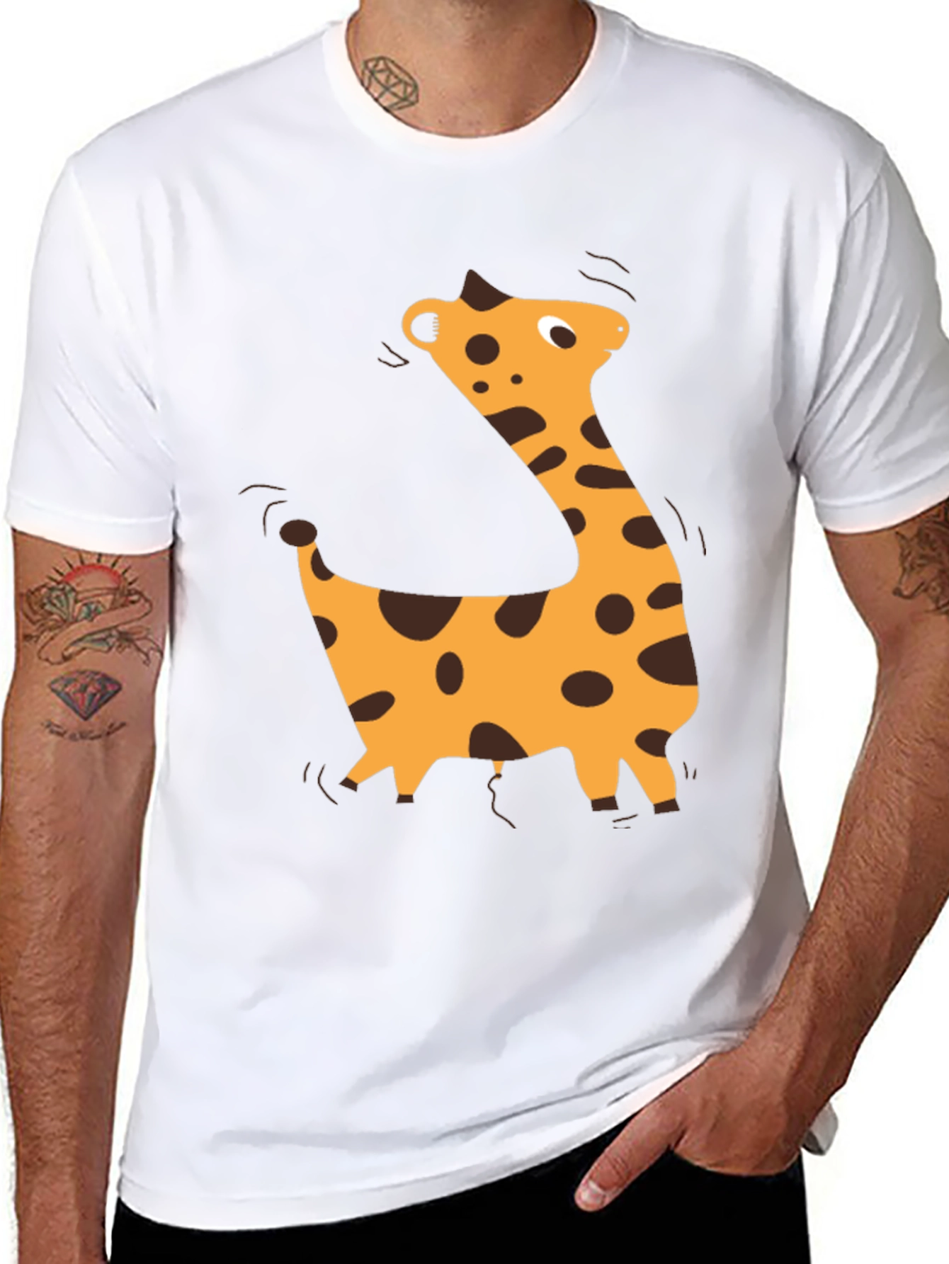 Black Giraffe Graphic Black T-Shirt - Casual Style view 8