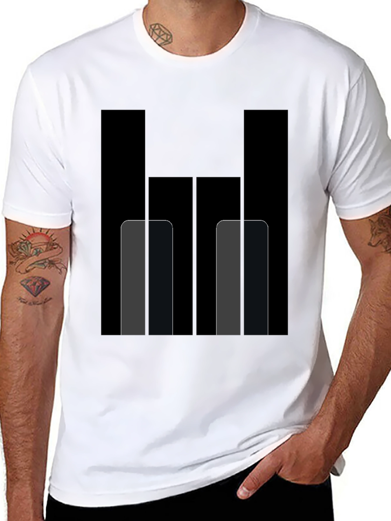 Black Modern Geometric Black Tee view 8