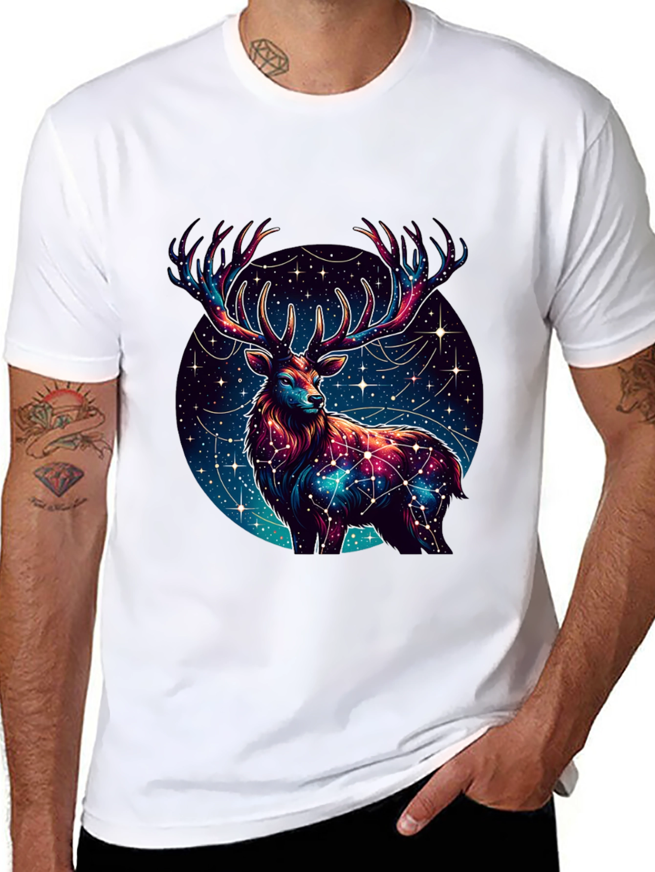 Black Cosmic Deer Graphic Tee - Black view 8