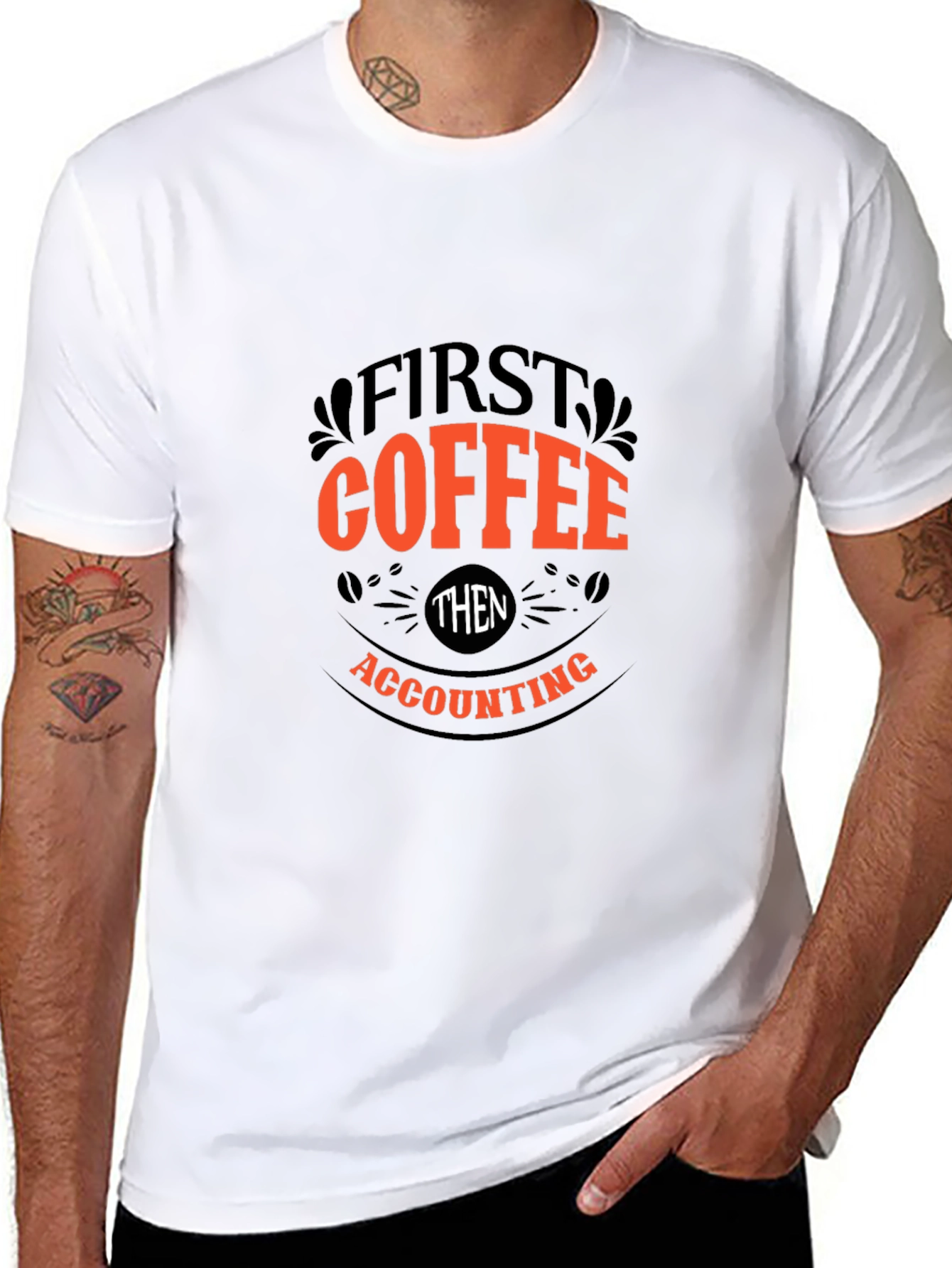 Black First Coffee Then Accounting - Black T-Shirt view 8