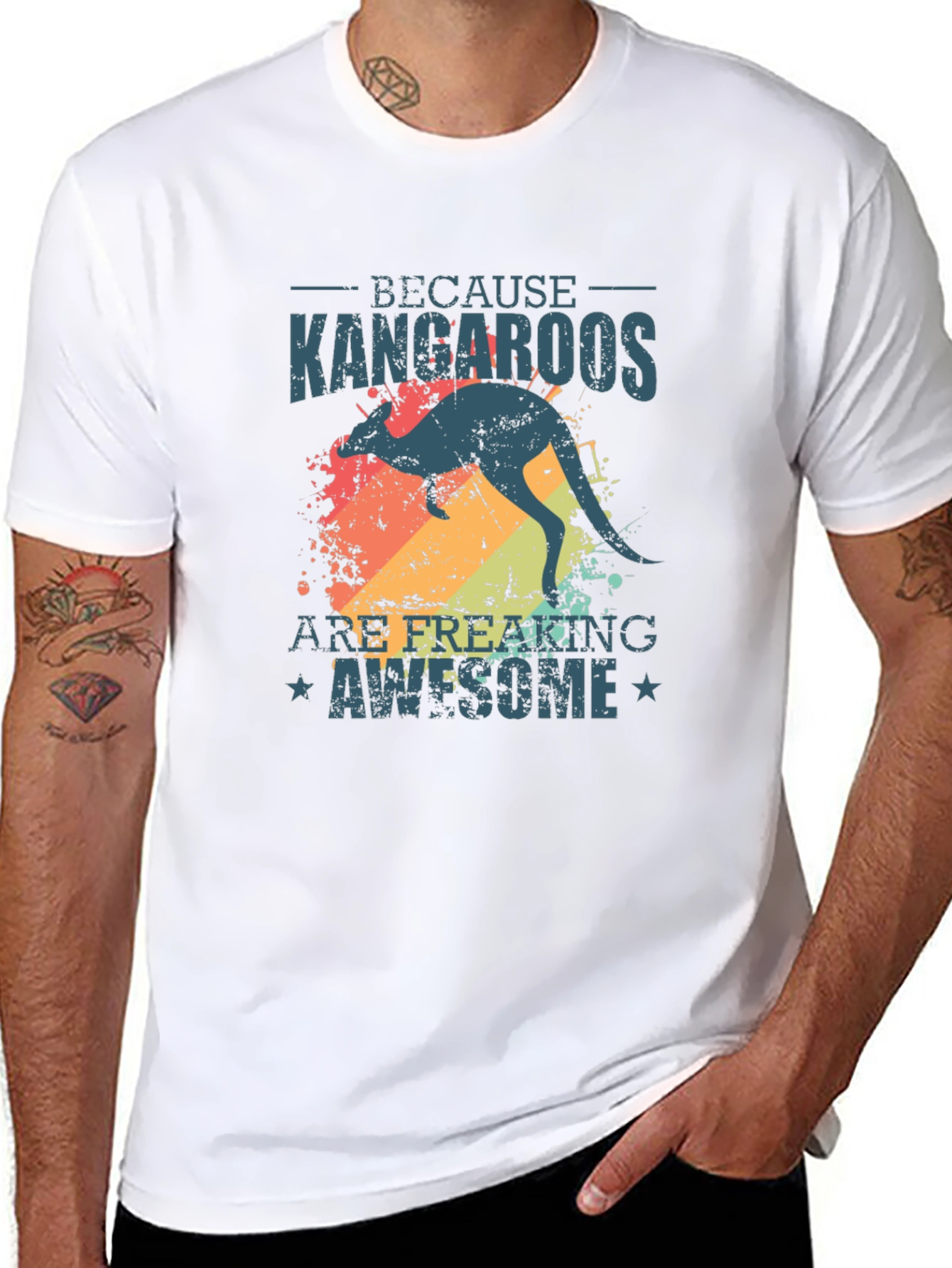 Black Kangaroo Graphic Tee - Because Kangaroos Are Awesome view 8