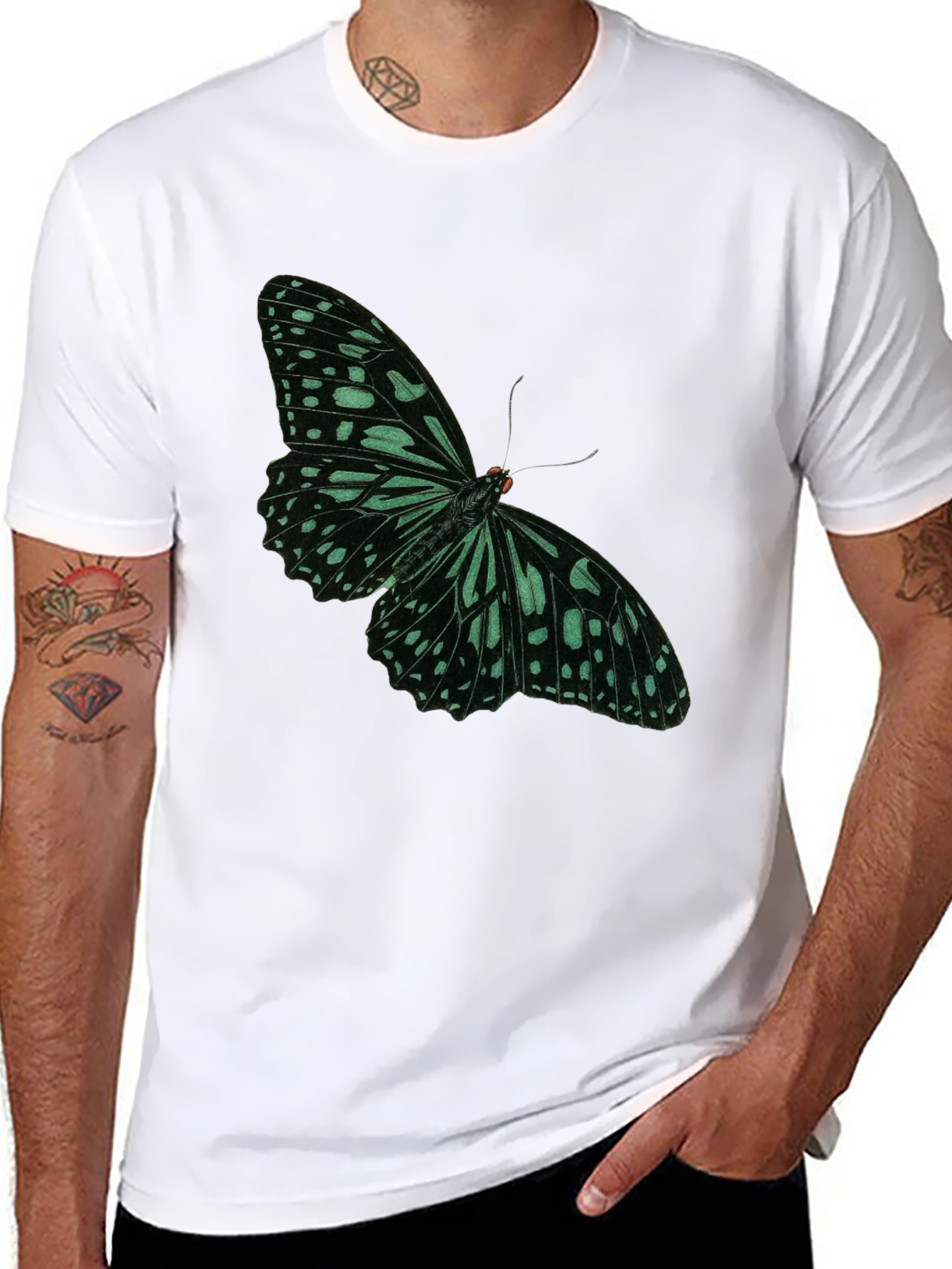Black Butterfly Graphic Tee - Black Cotton Blend view 8