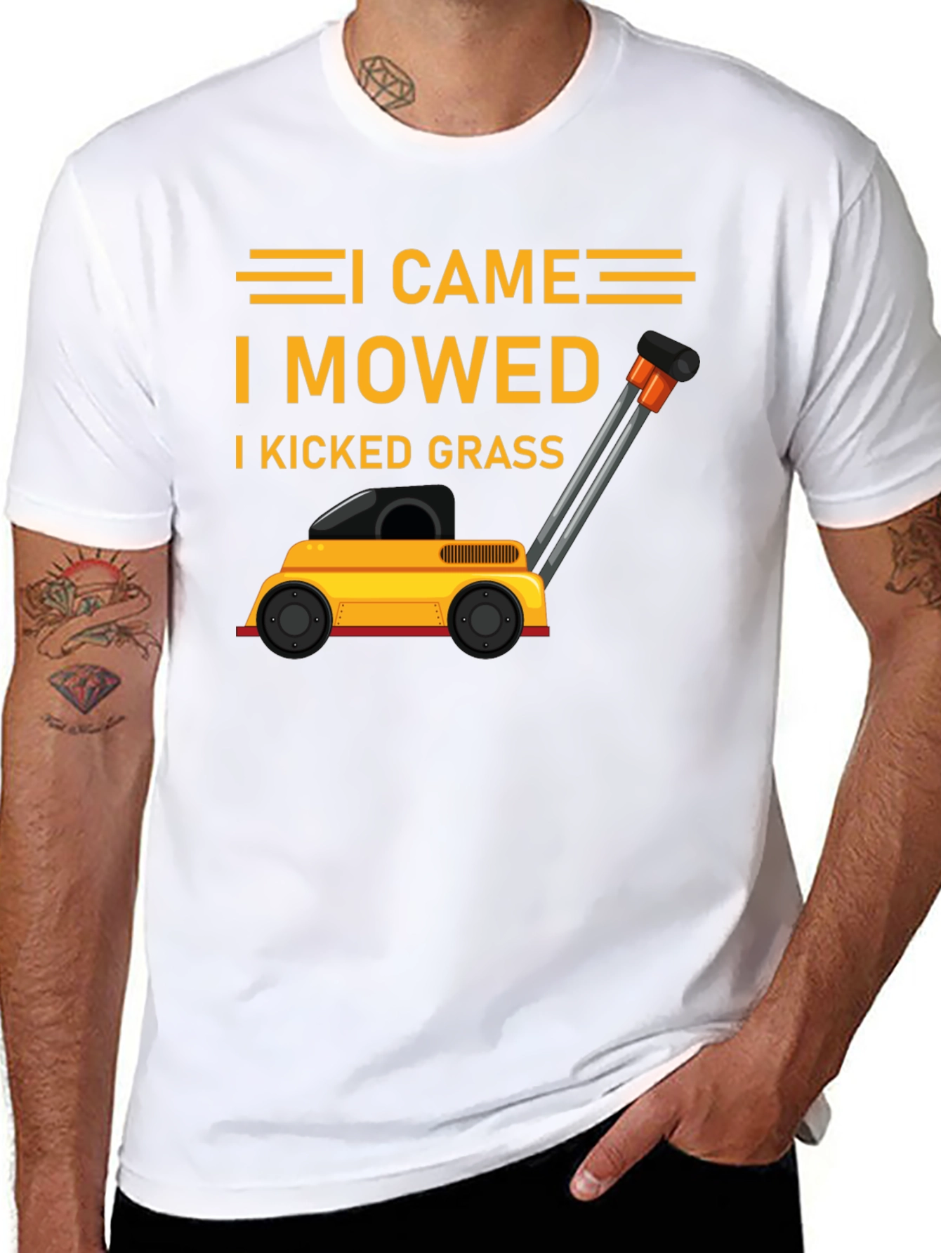 Black I Came I Mowed I Kicked Grass T-Shirt view 8
