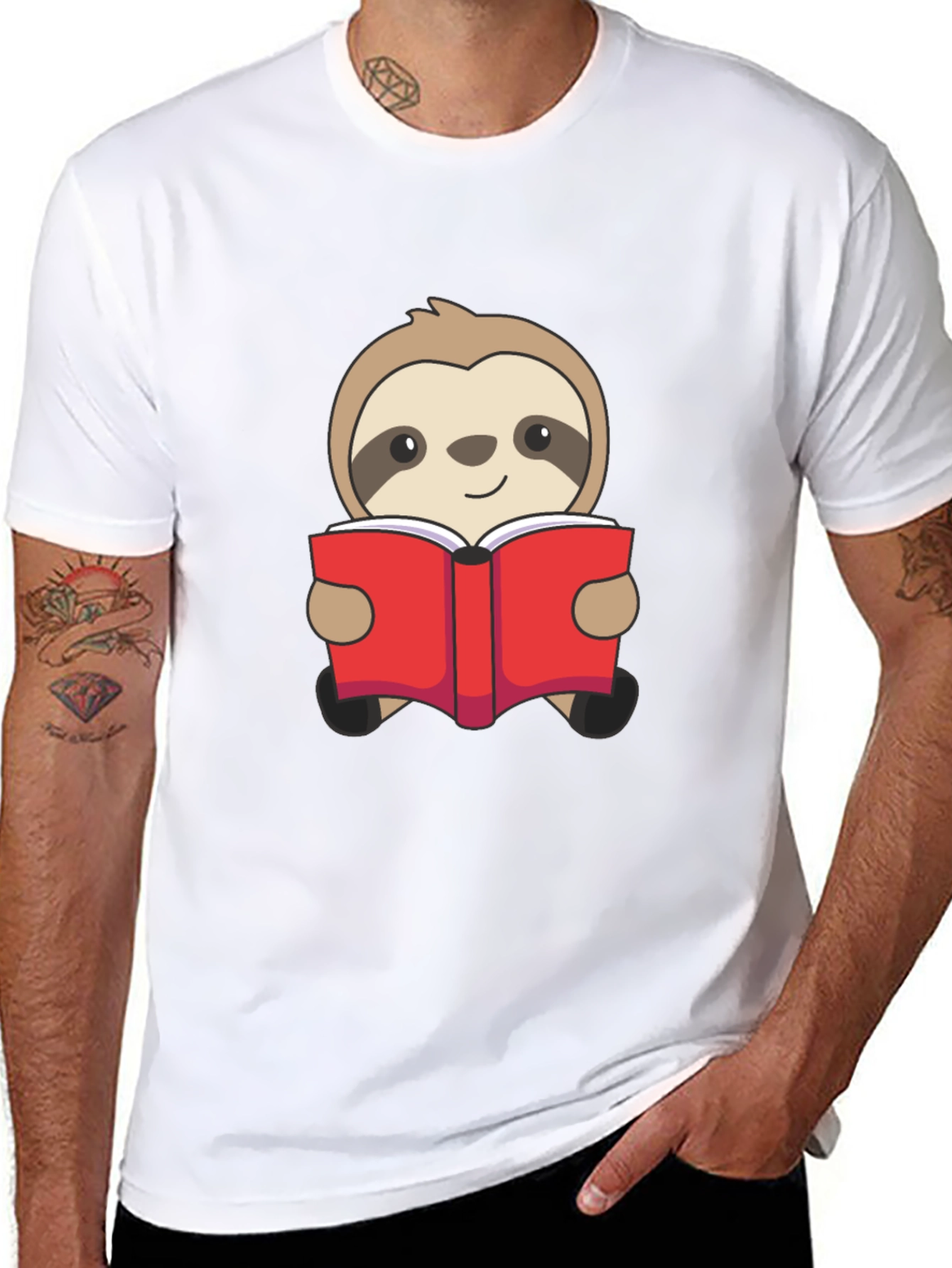 Black Sloth Reading Book Graphic T-Shirt - Black view 8