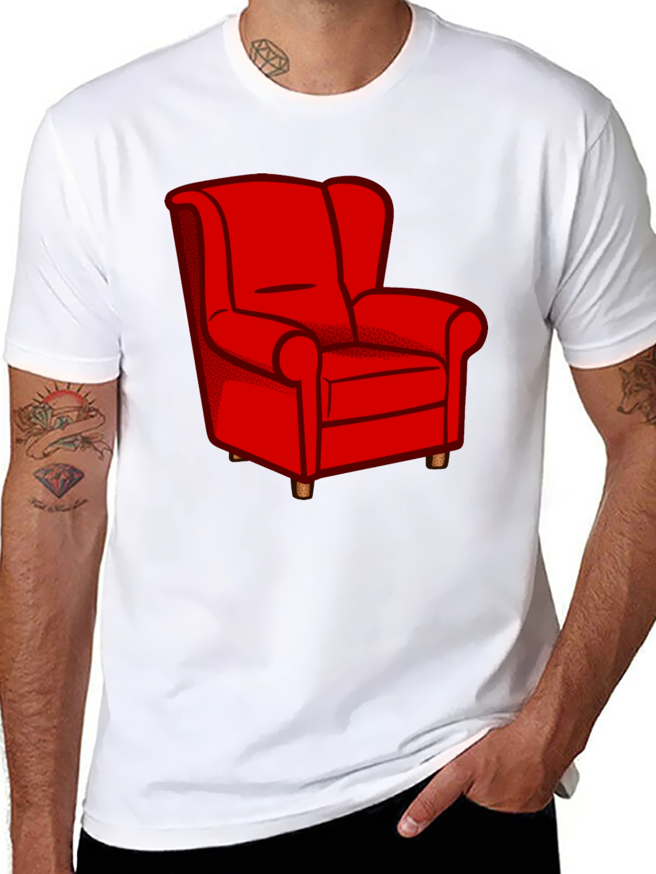 Red Armchair Graphic Tee - Comfortable Style - 8