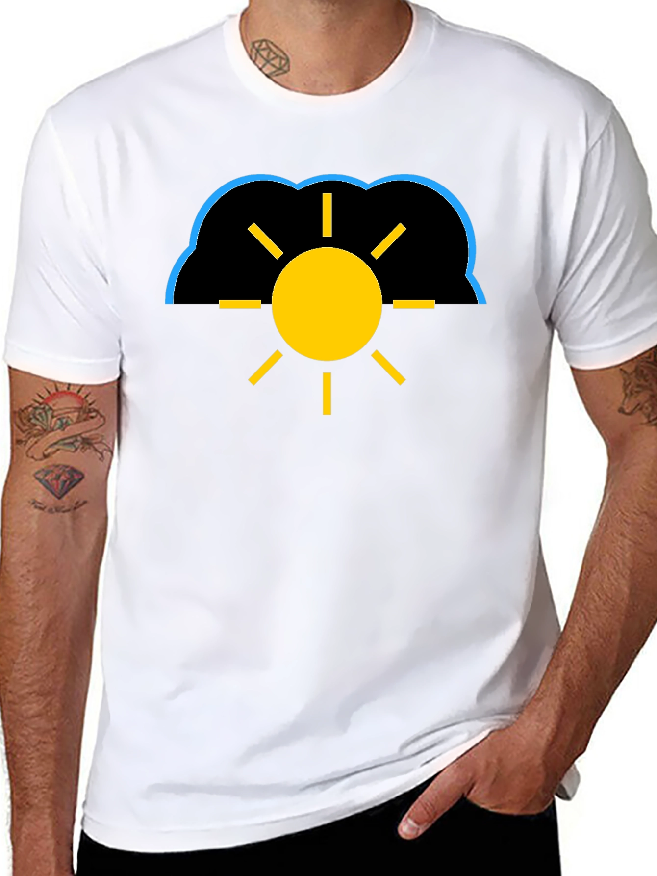 Black Cloudy Sun Black T-Shirt view 8