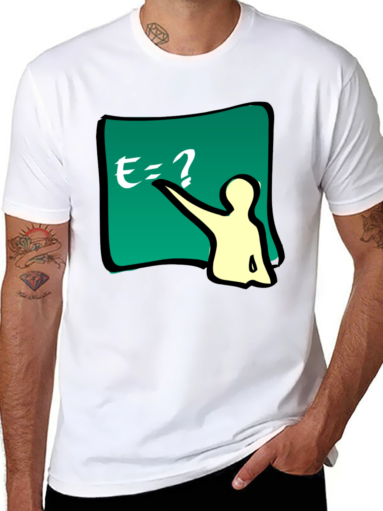 Black Funny E=? Equation T-Shirt - Smart Casual Wear view 8