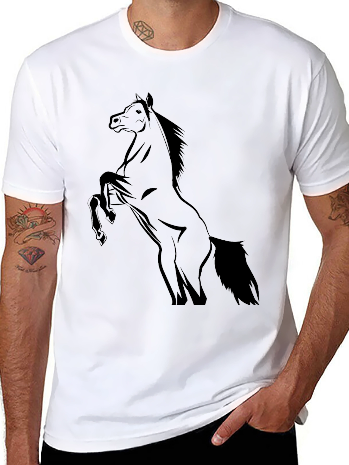 Black Black Horse Graphic Tee - Stylish Men's T-Shirt view 8