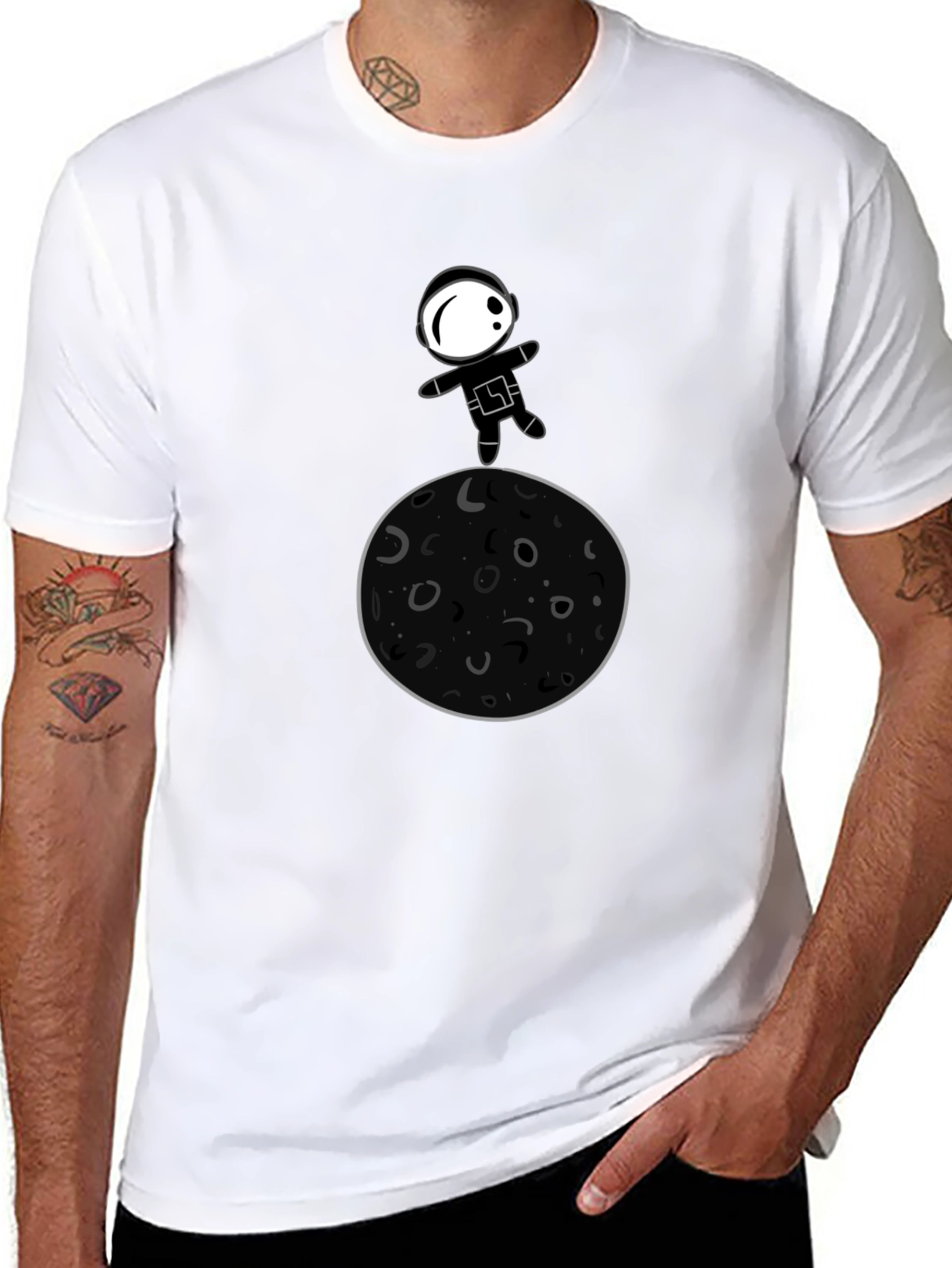 Black Astronaut Moon Landing Graphic T-Shirt view 8