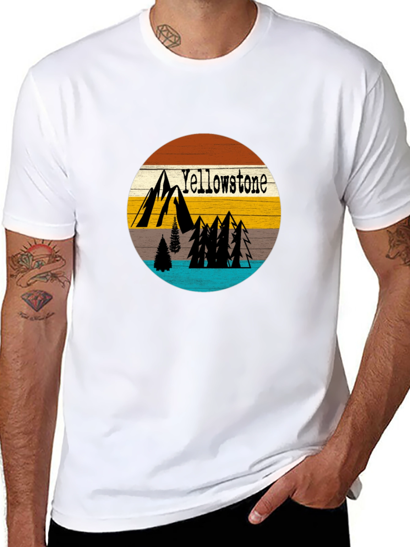 Black Yellowstone Nature Graphic Tee - Mens view 8