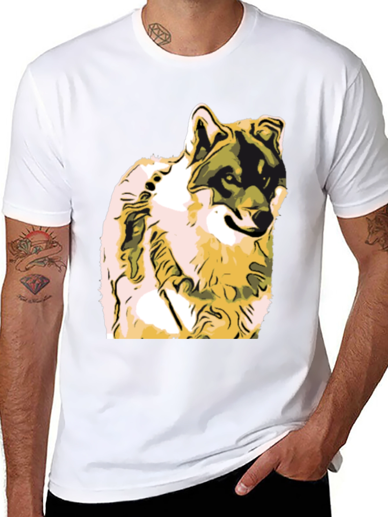 Black Wolf Graphic Print Black T-Shirt view 8