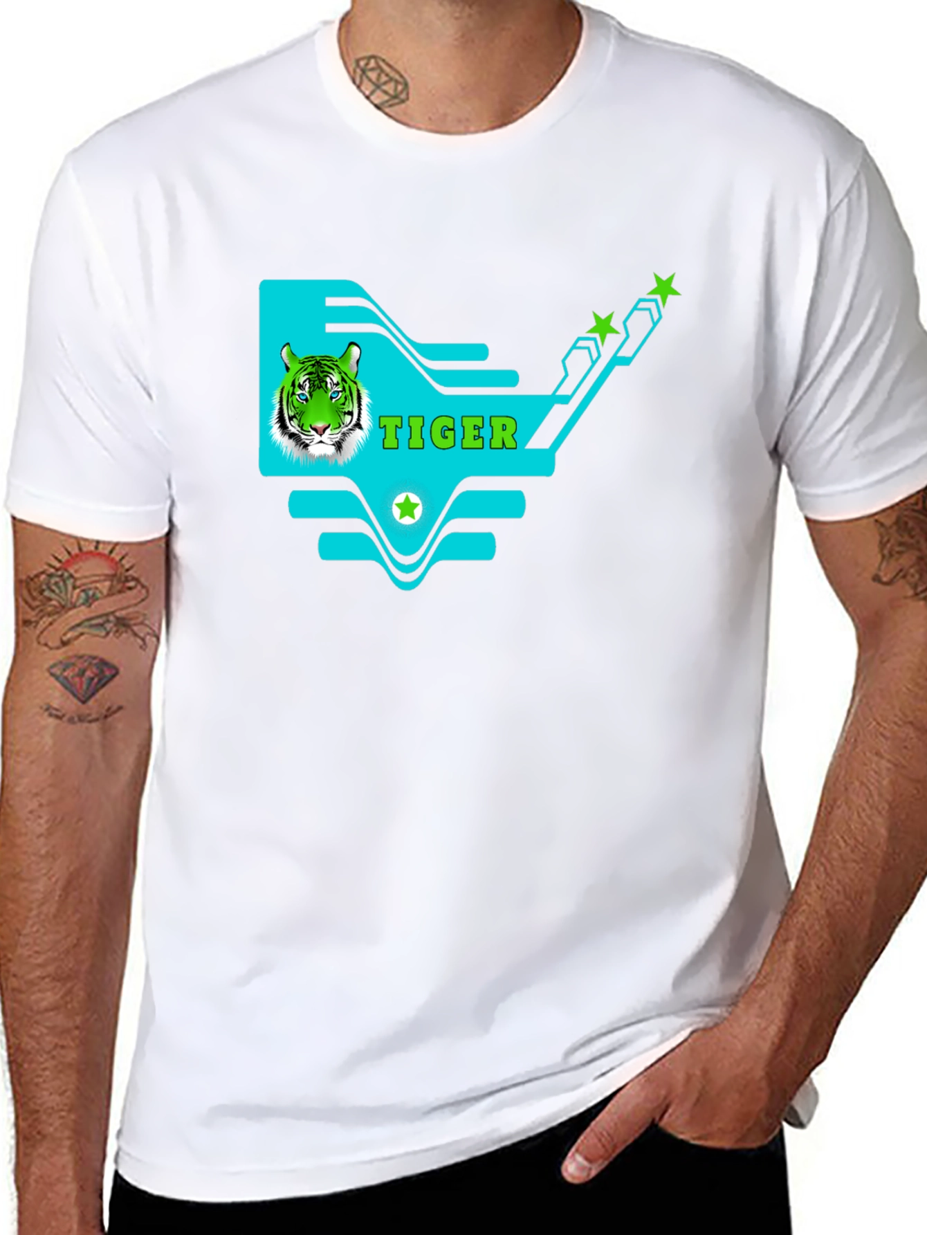 Black Tiger Graphic Print T-Shirt - Black view 8