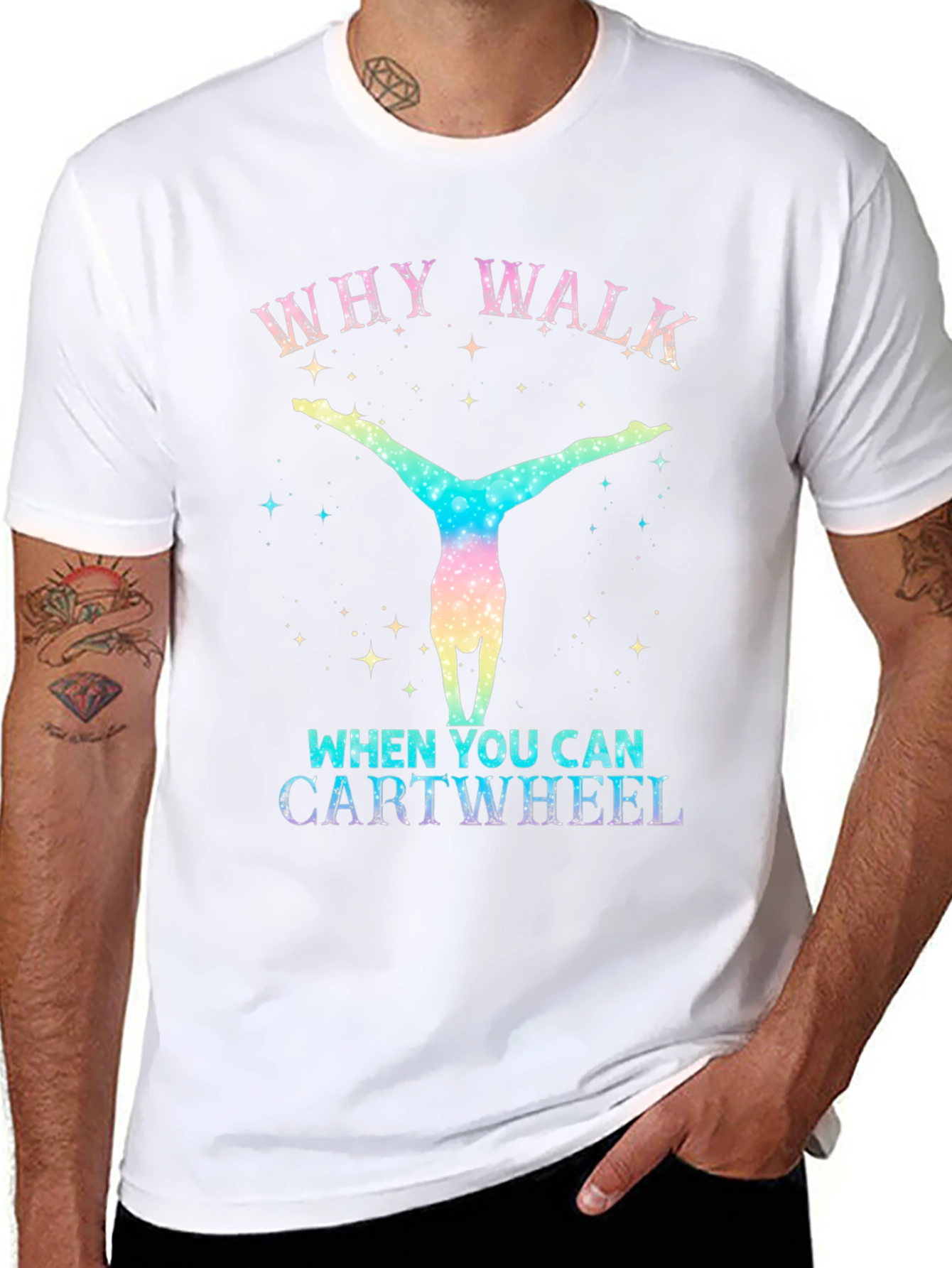 Black Why Walk? Cartwheel Graphic Tee view 8