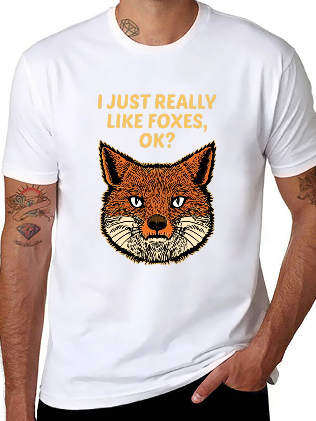 Black Fox Lover T-Shirt - I Just Really Like Foxes, Ok? view 8