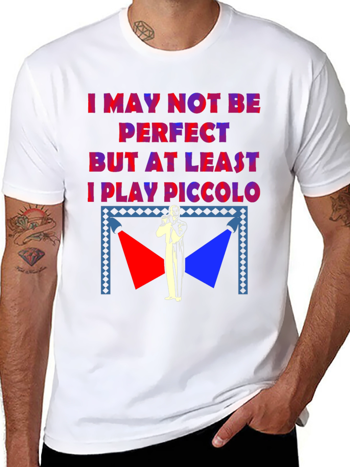 Black I May Not Be Perfect Piccolo Player T-Shirt view 8