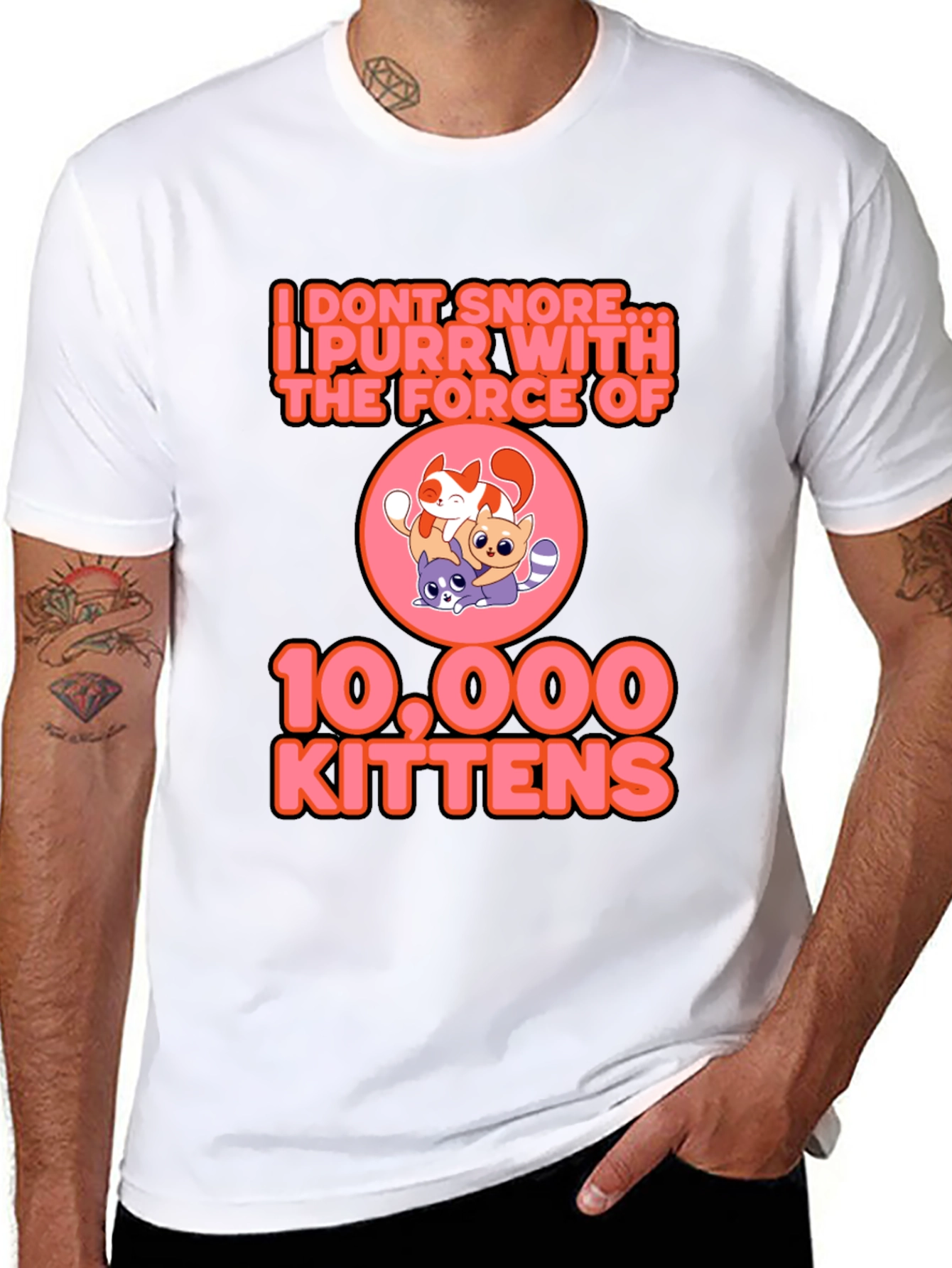 Black I Purr With The Force Of 10,000 Kittens Black T-Shirt view 8