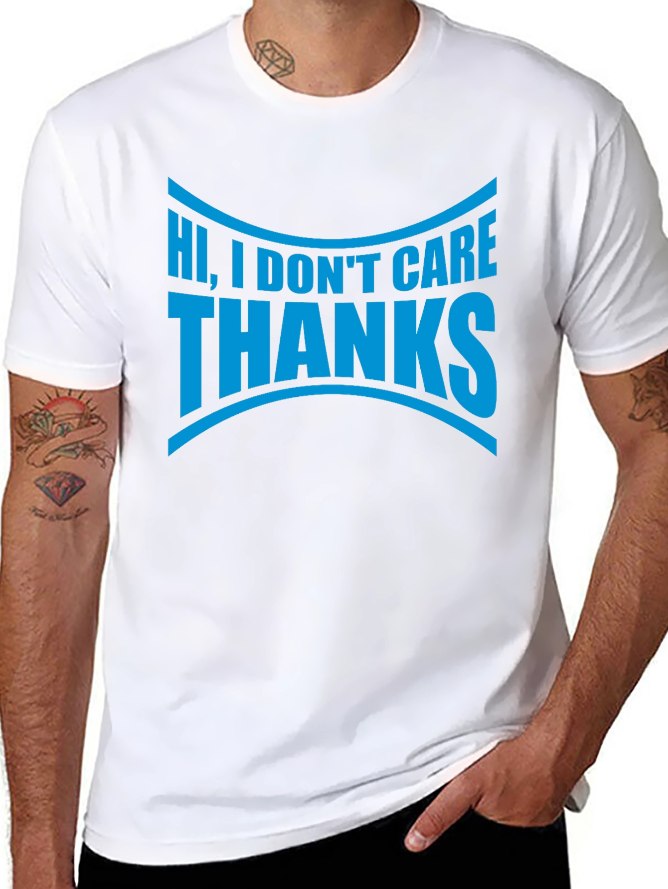 Black Funny "I Don't Care Thanks" Graphic Tee - Black view 8