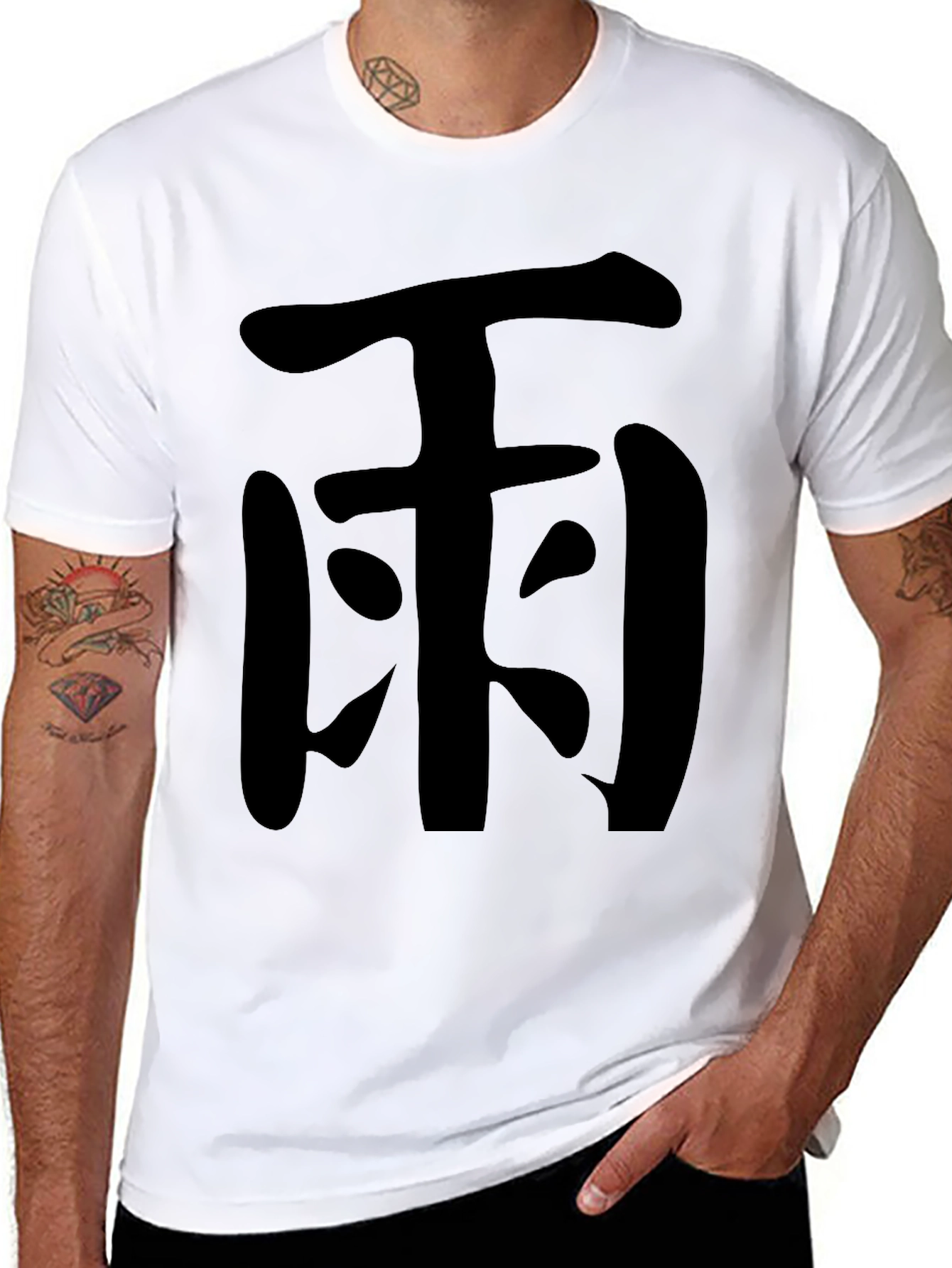 Black Black T-Shirt with Japanese Kanji view 8