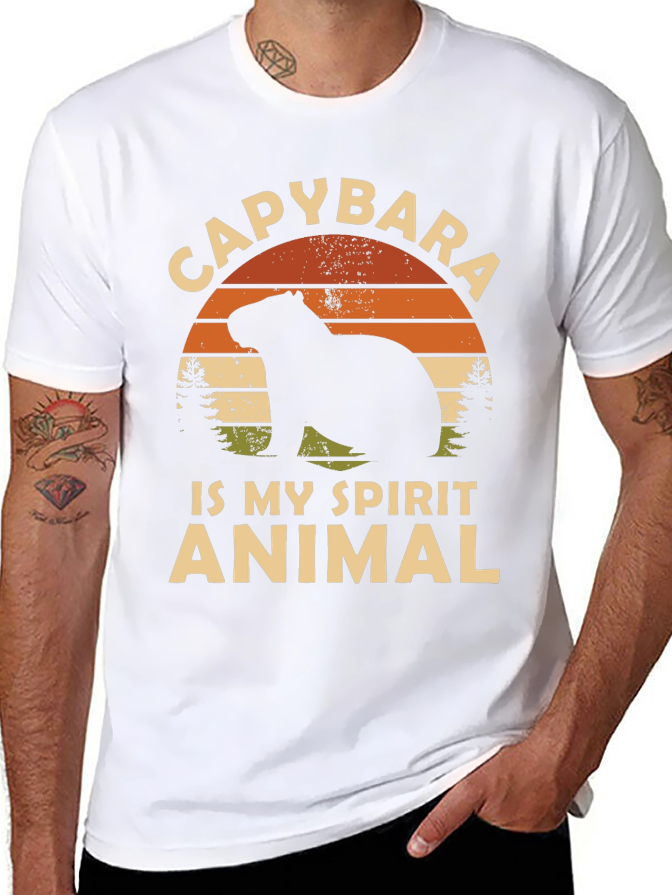 Black Capybara Spirit Animal Graphic Tee view 8