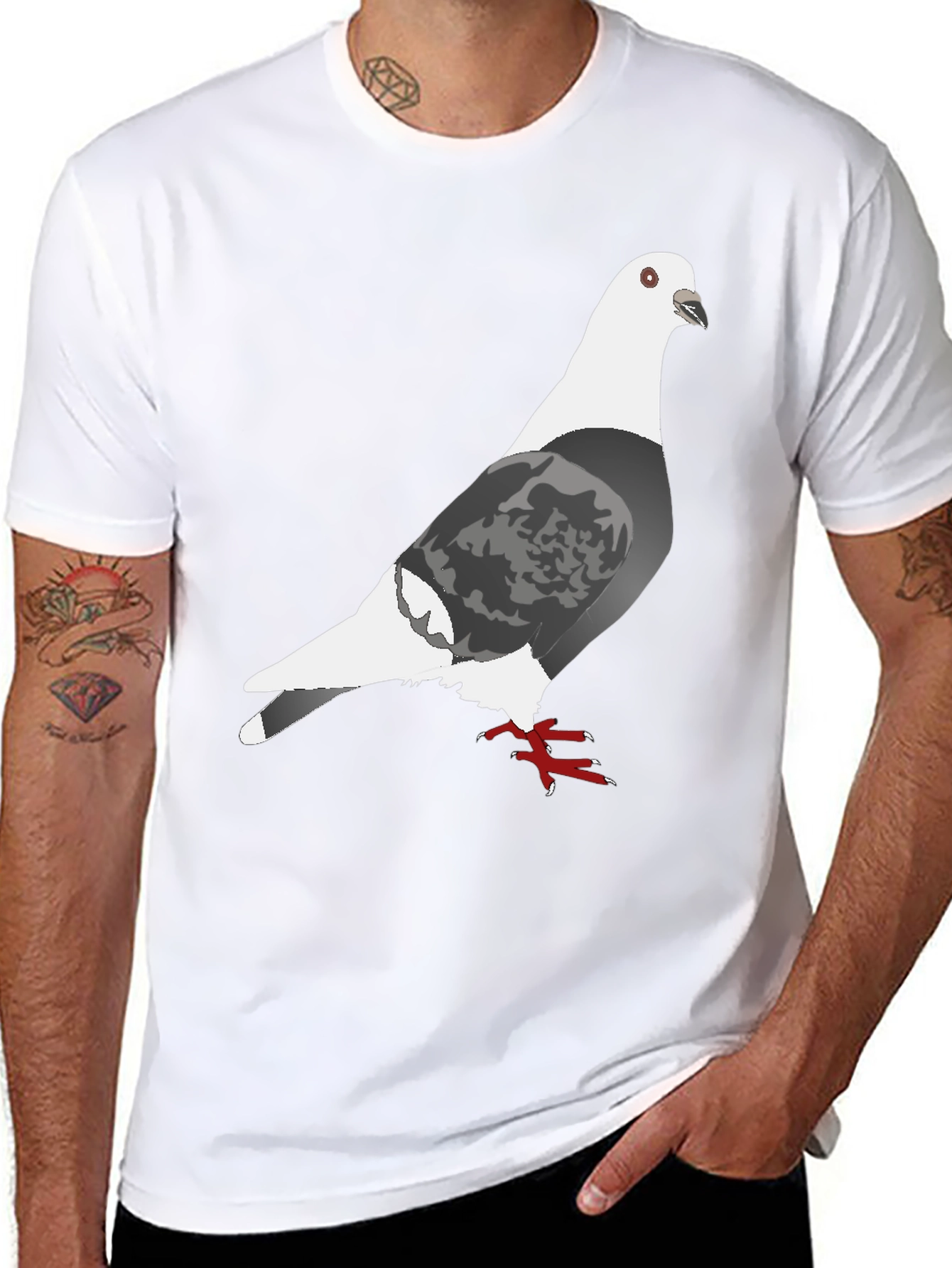 Black Pigeon Graphic Tee - Unique Bird Design Shirt view 8