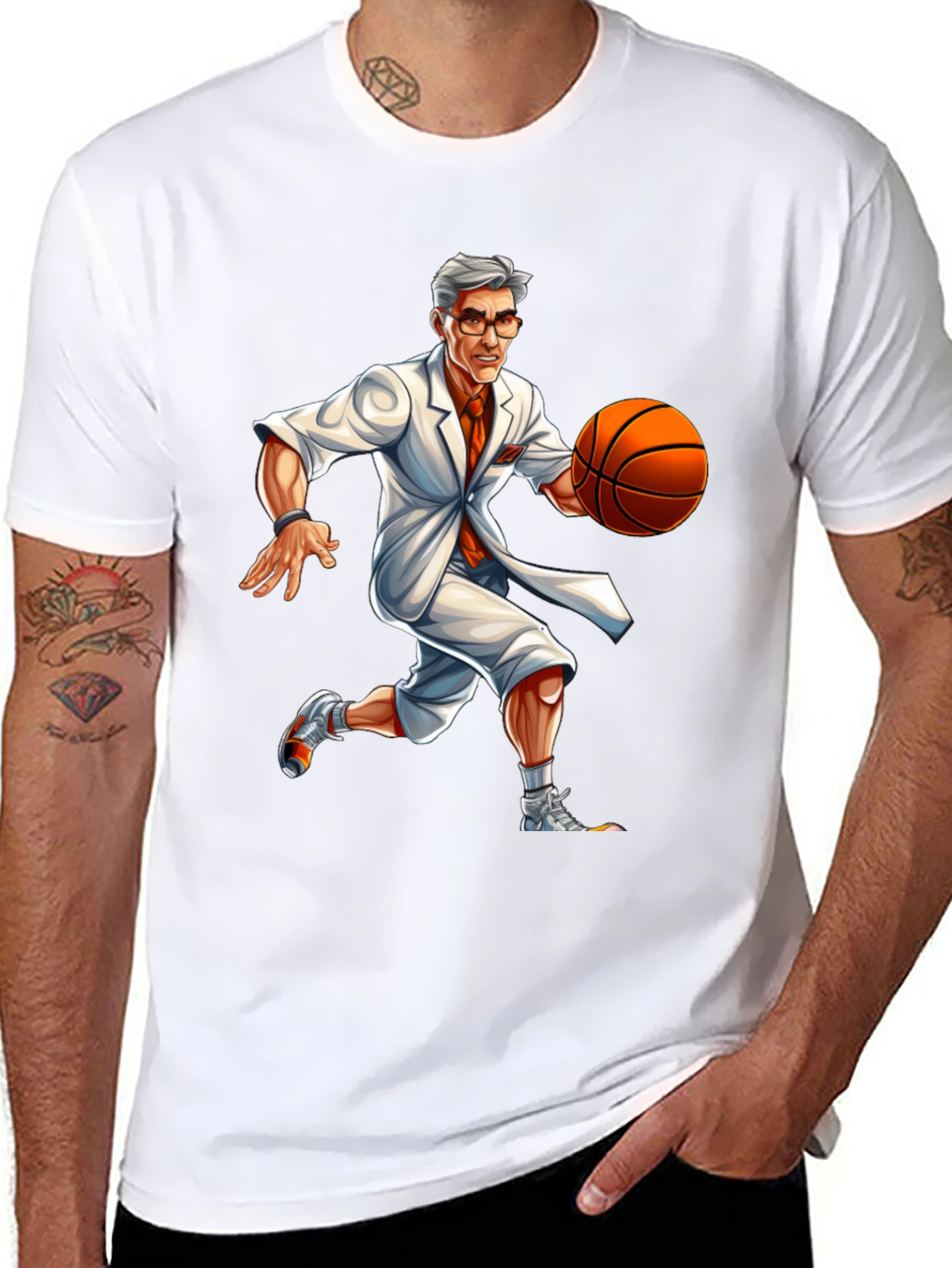Black Colonel Sanders Basketball T-Shirt - Novelty Tee view 8