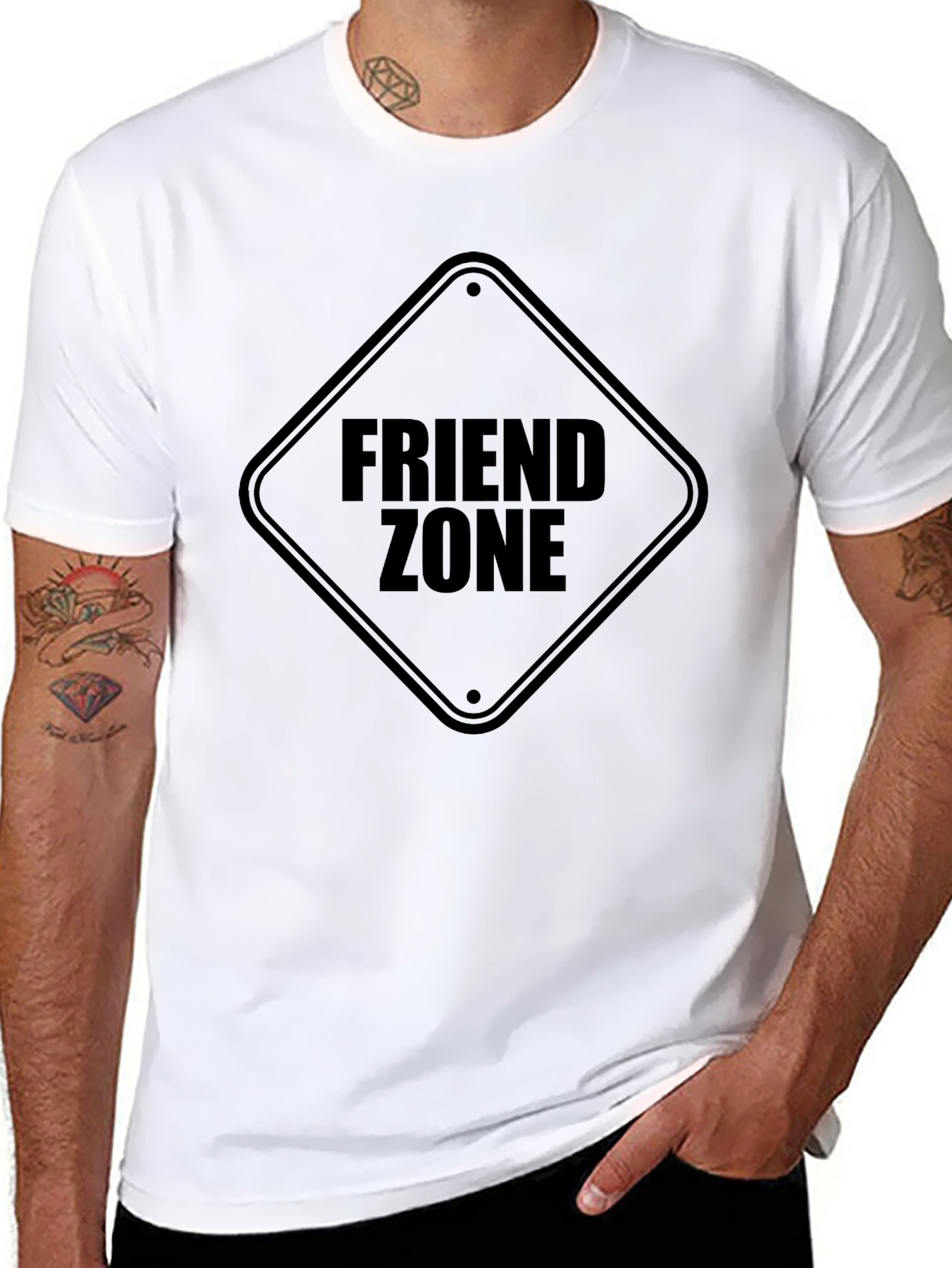 Black Friend Zone Graphic Tee - Black Cotton T-Shirt view 8