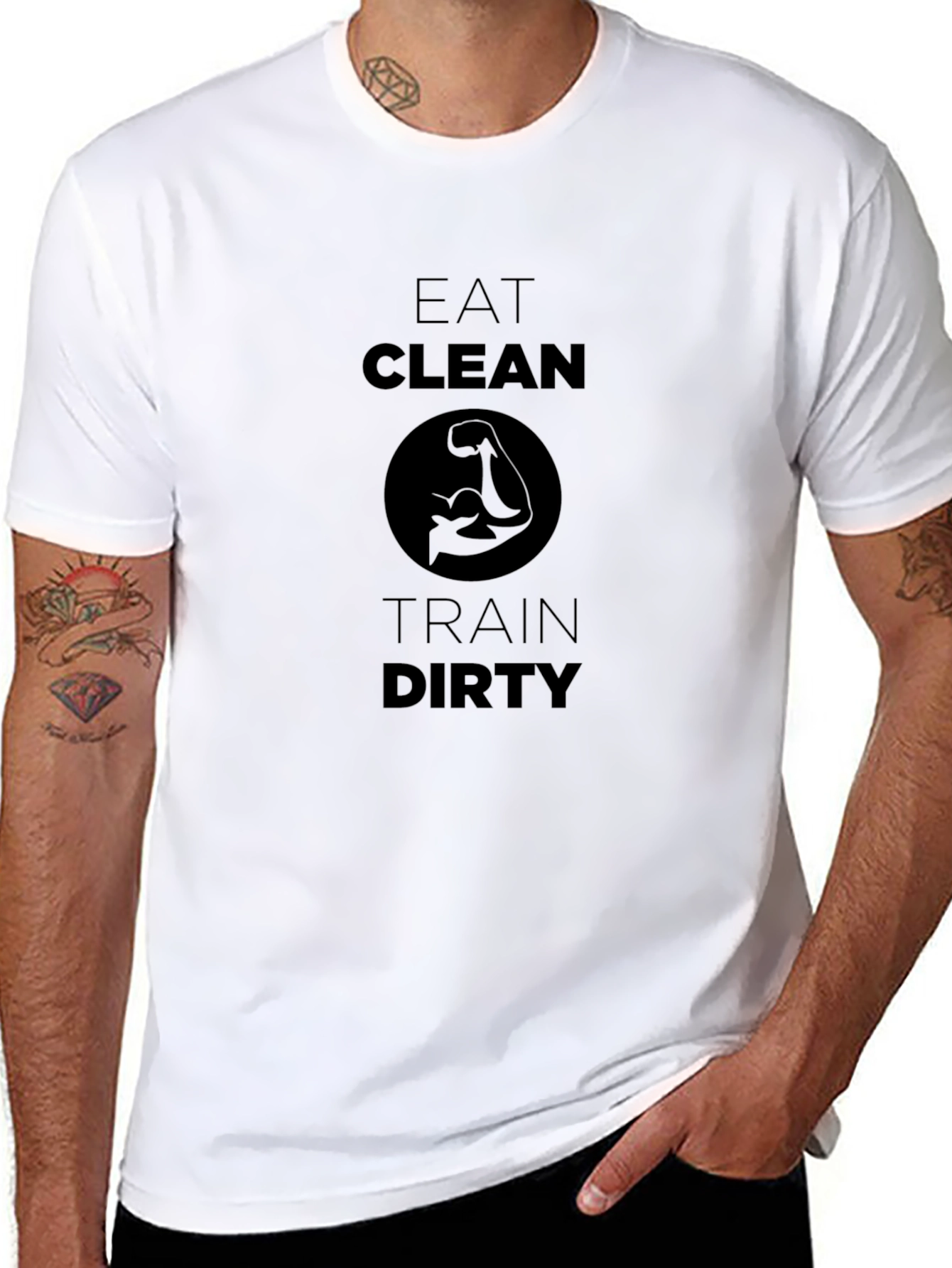 Black Eat Clean Train Dirty Black T-Shirt view 8