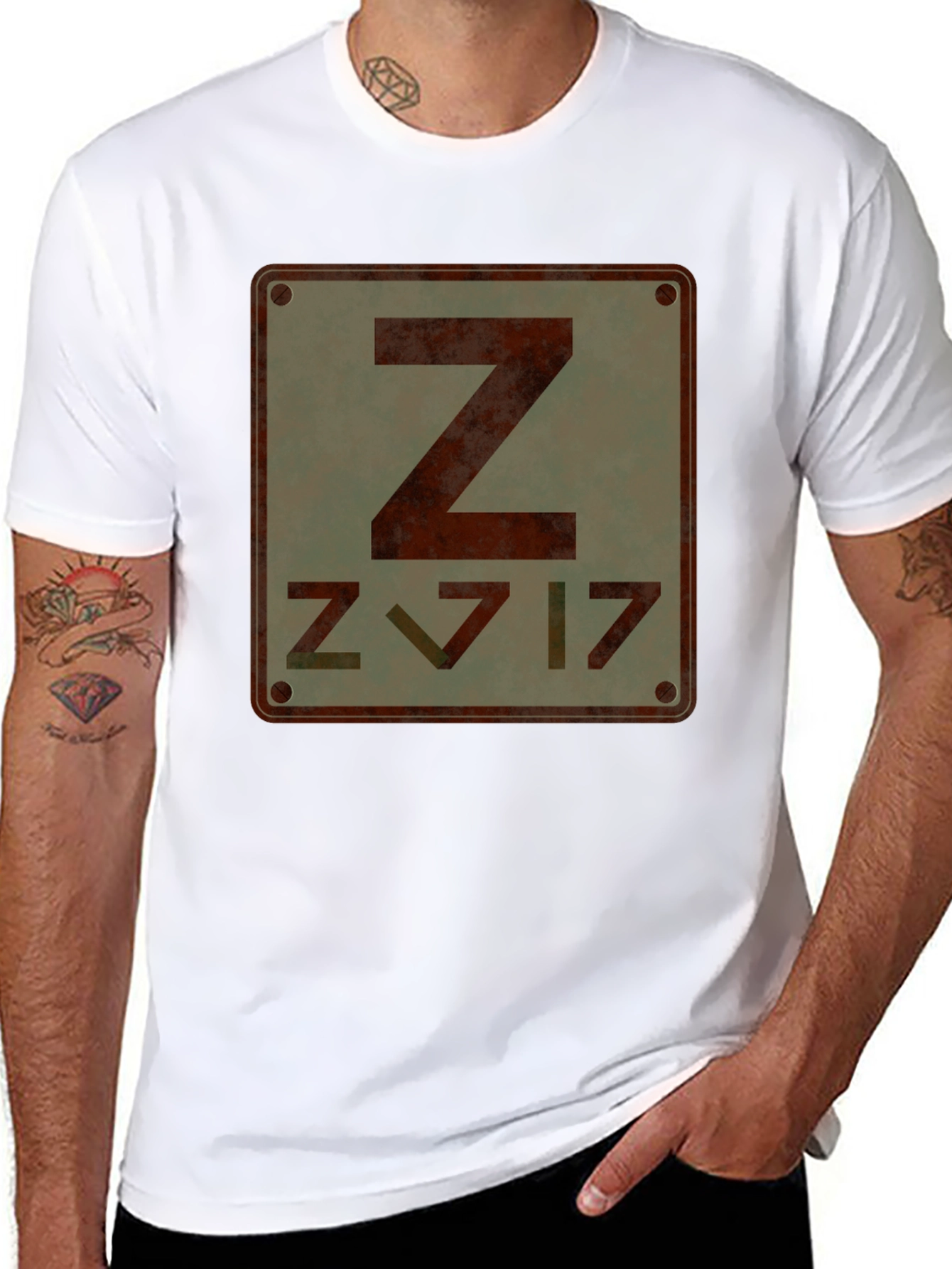 Black Retro Z Design Graphic T-Shirt view 8