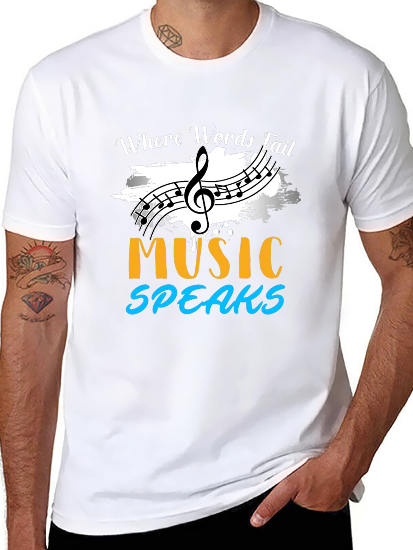 Black Music Speaks Graphic T-Shirt - Where Words Fail Design view 8