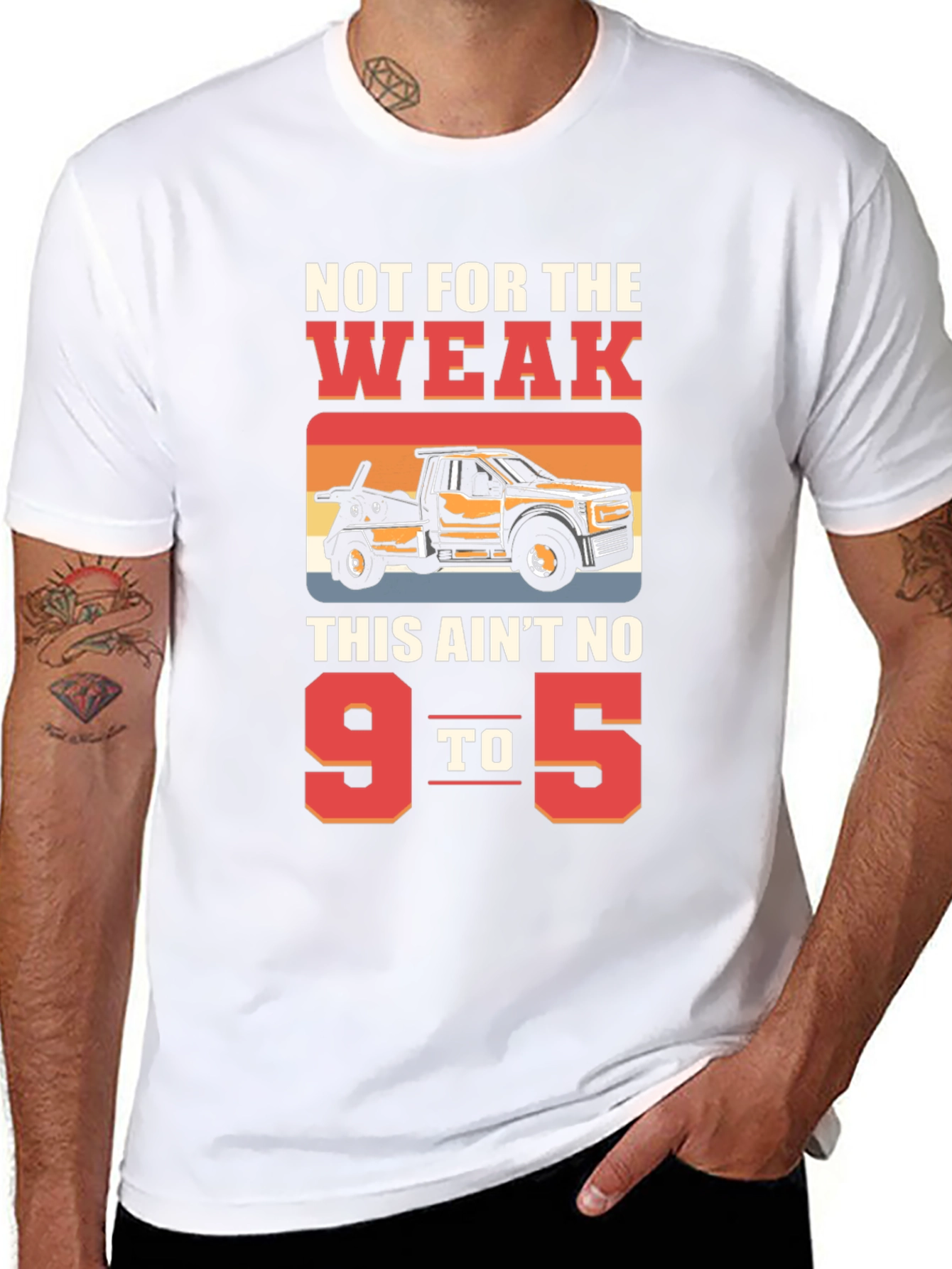 Black Not For The Weak Tow Truck Graphic Tee view 8
