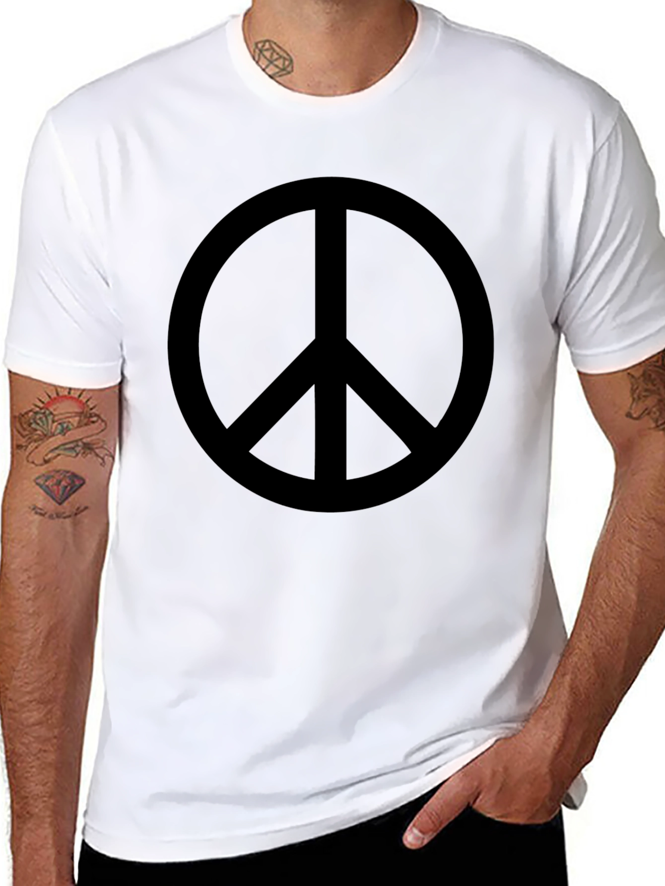 Black Peace Sign Graphic Black T-Shirt view 8