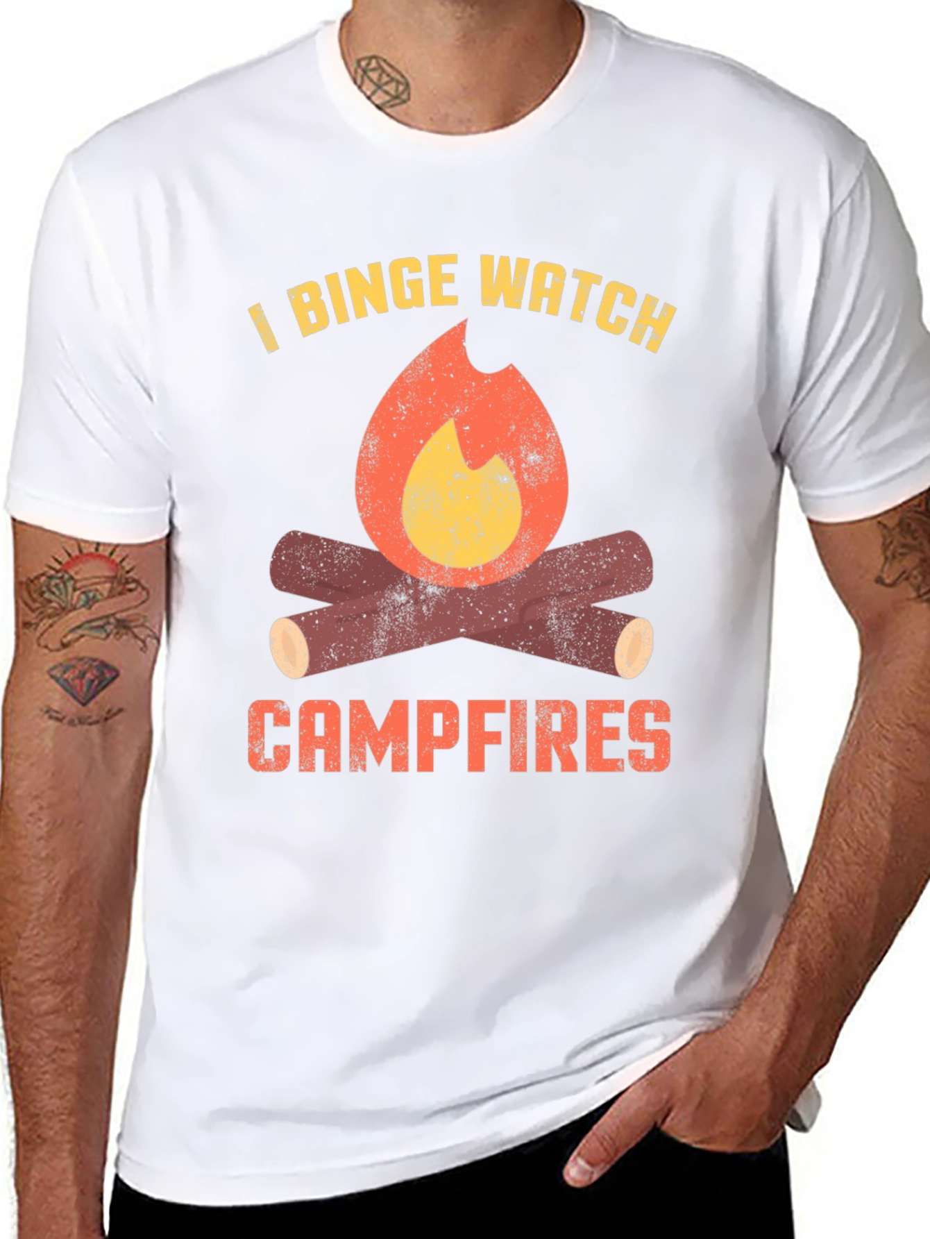 Black I Binge Watch Campfires Graphic Tee view 8