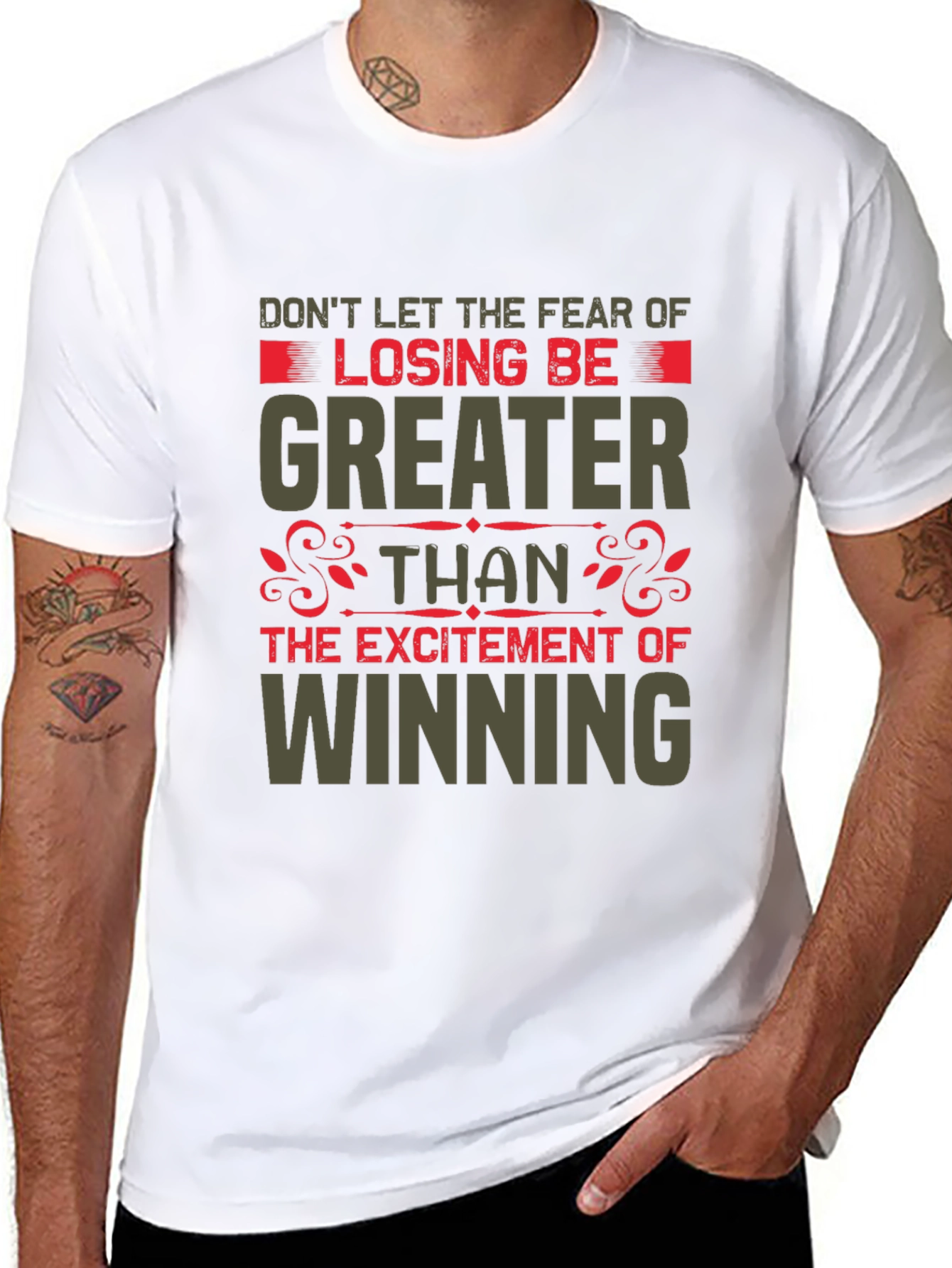 Black Motivational Graphic Tee - Don't Fear Losing view 8